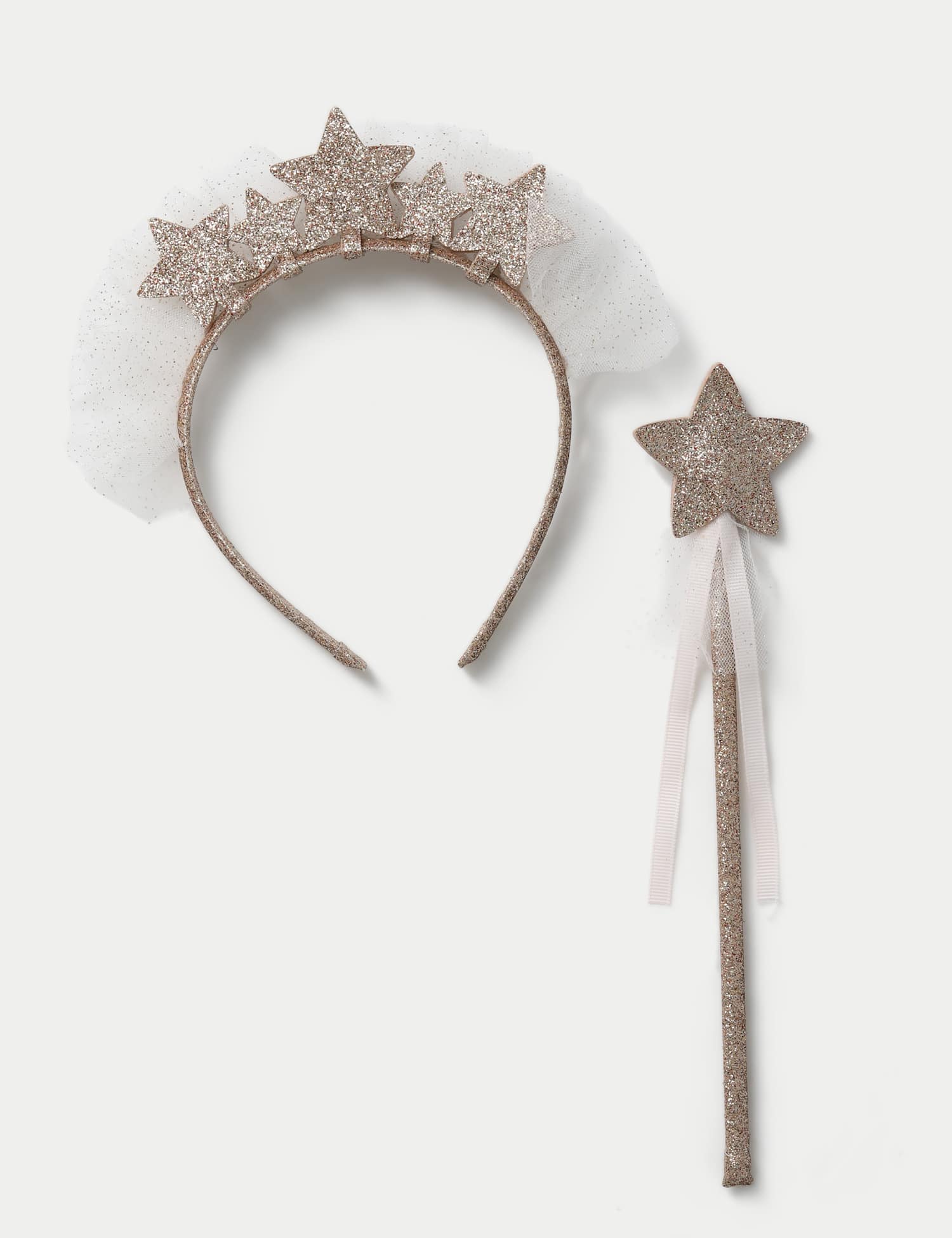 M&S Kids' Christmas Star Headband and Wand Gold Mix