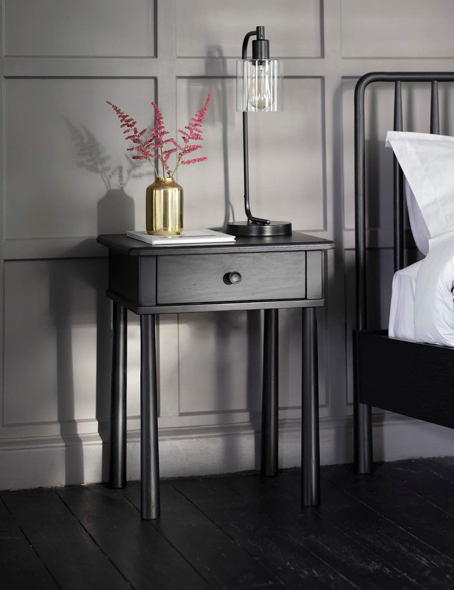 Gallery Direct Wycombe 1 Drawer Bedside Table Black