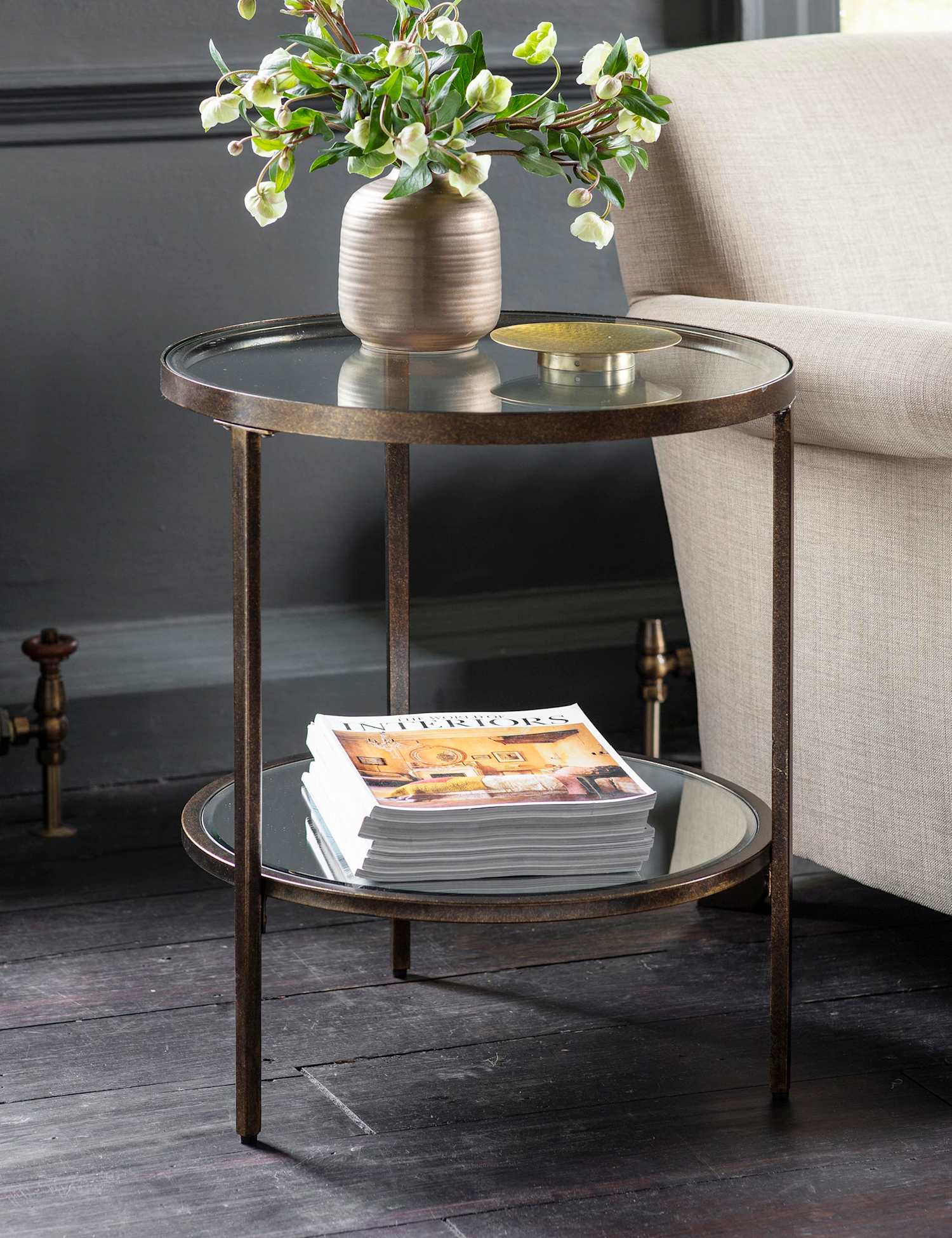 Gallery Direct Hudson Round Side Table Brown Mix