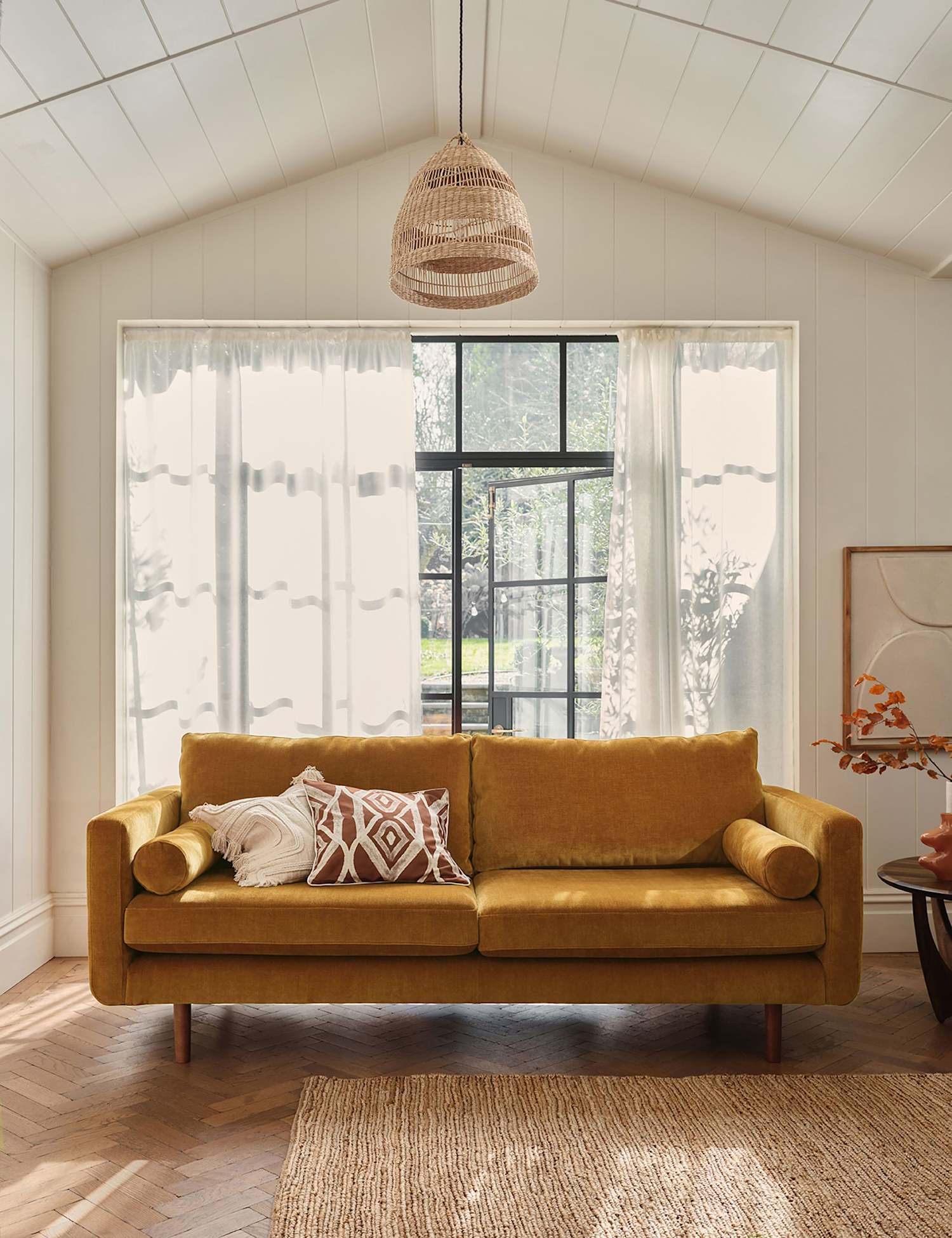 BARKER AND STONEHOUSE Moore Chenille Extra Large 3 Seater Sofa Yellow
