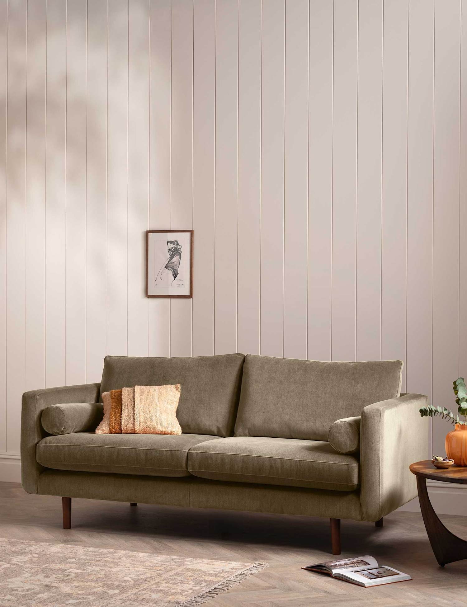 BARKER AND STONEHOUSE Moore Chenille Large 3 Seater Sofa Light Grey