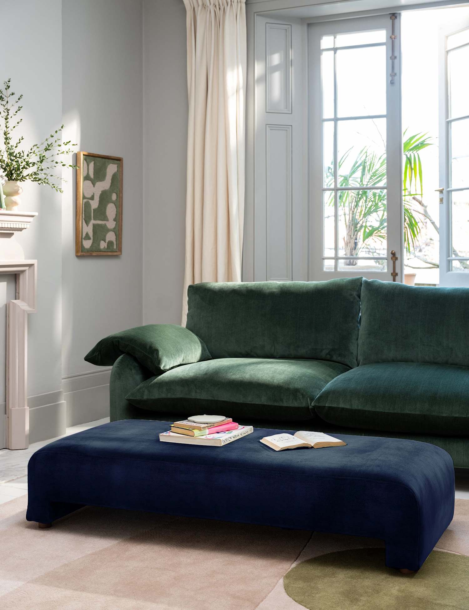 BARKER AND STONEHOUSE Orson Chenille Footstool Navy