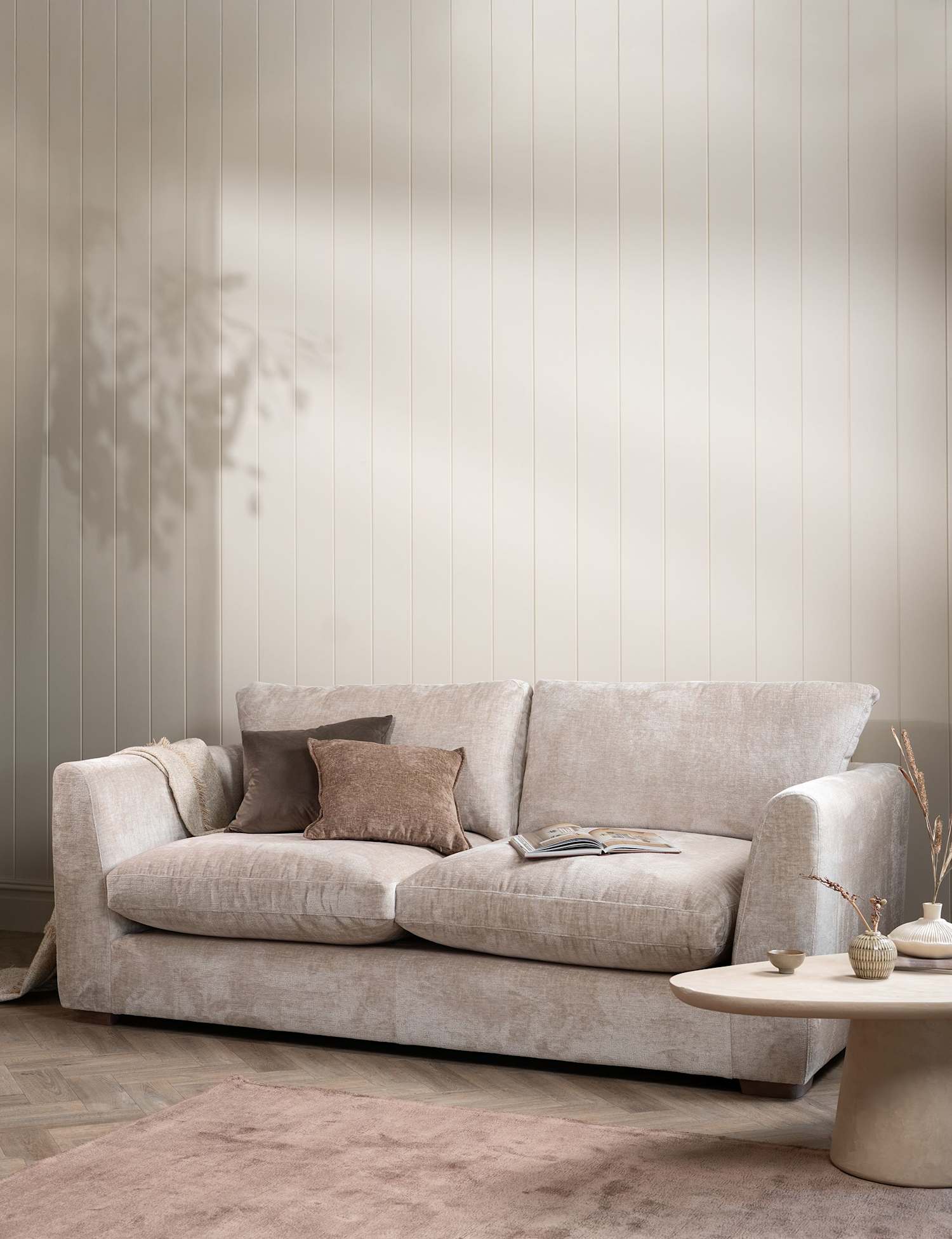 BARKER AND STONEHOUSE Palmer Textured Chenille 2 Seater Sofa Neutral