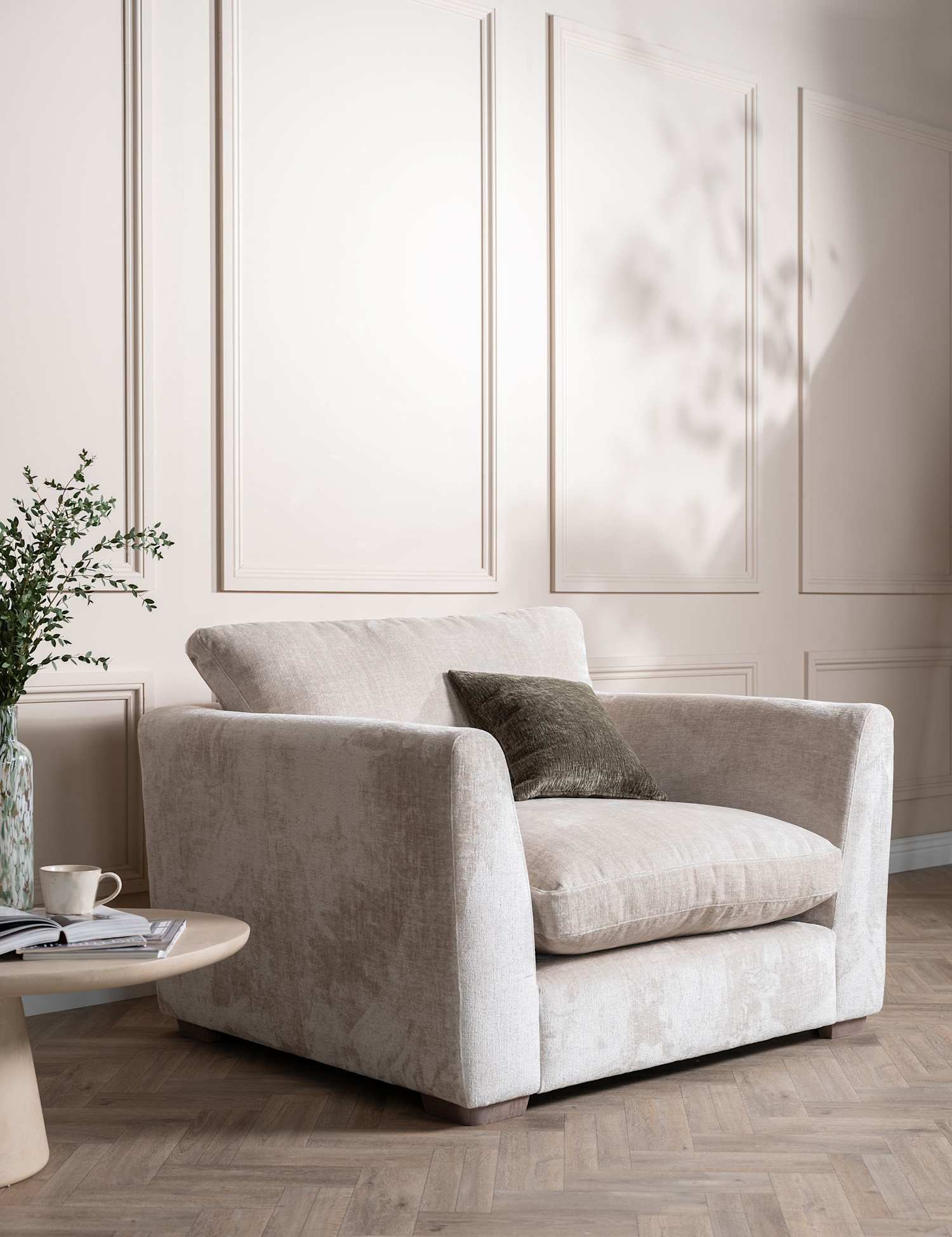 BARKER AND STONEHOUSE Palmer Textured Chenille Snuggle Chair Neutral