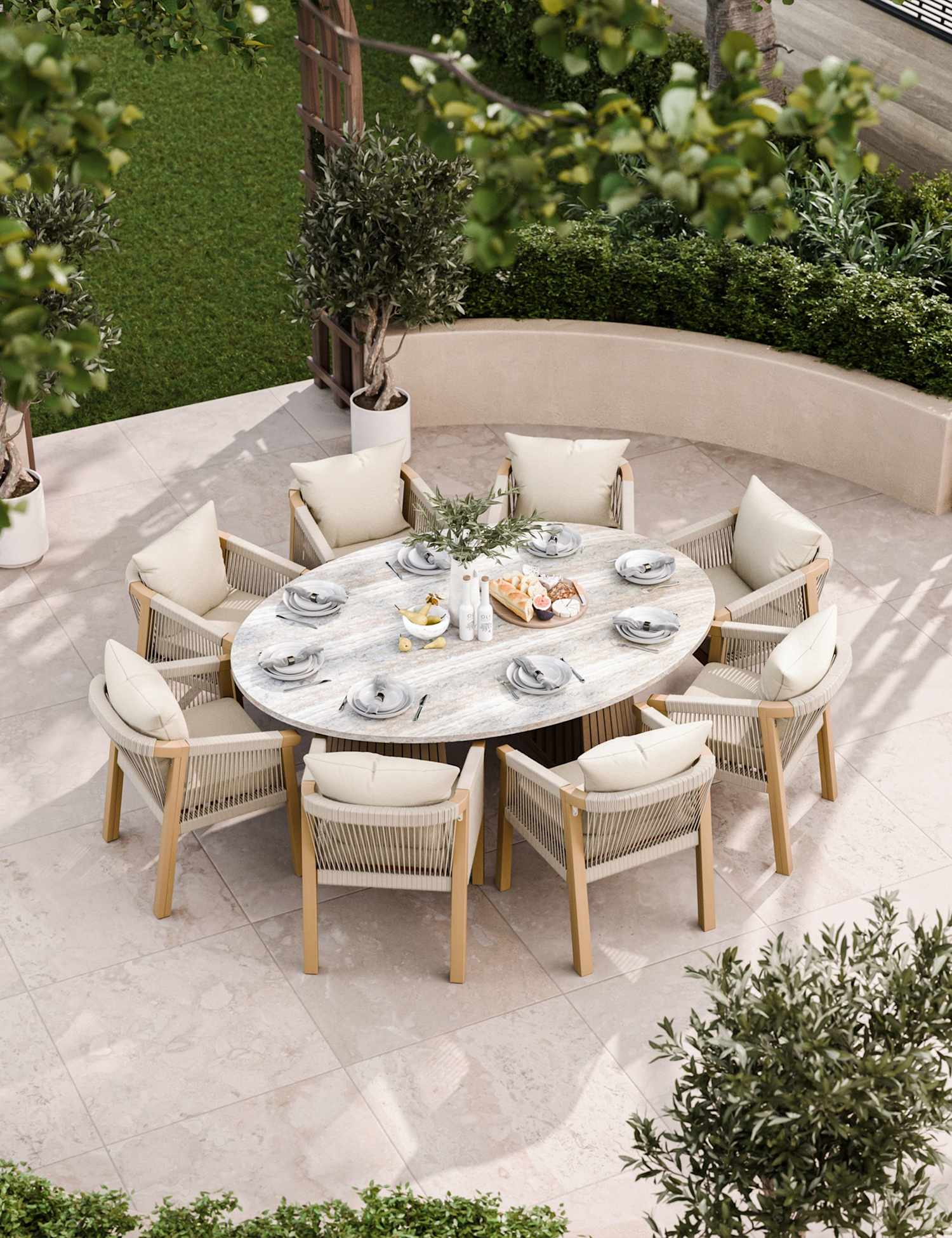 Image of Royalcraft Jupiter Ellipse 8 Seater Dining&hellip;