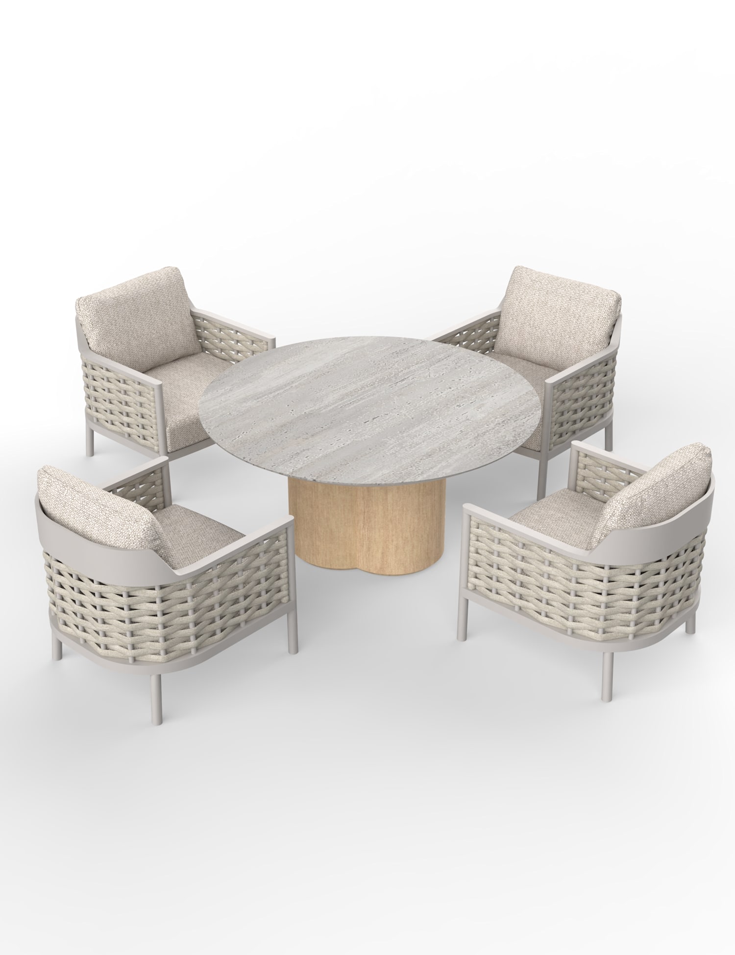 Royalcraft Olma Round Table and 4 Armchairs Dining Set Grey