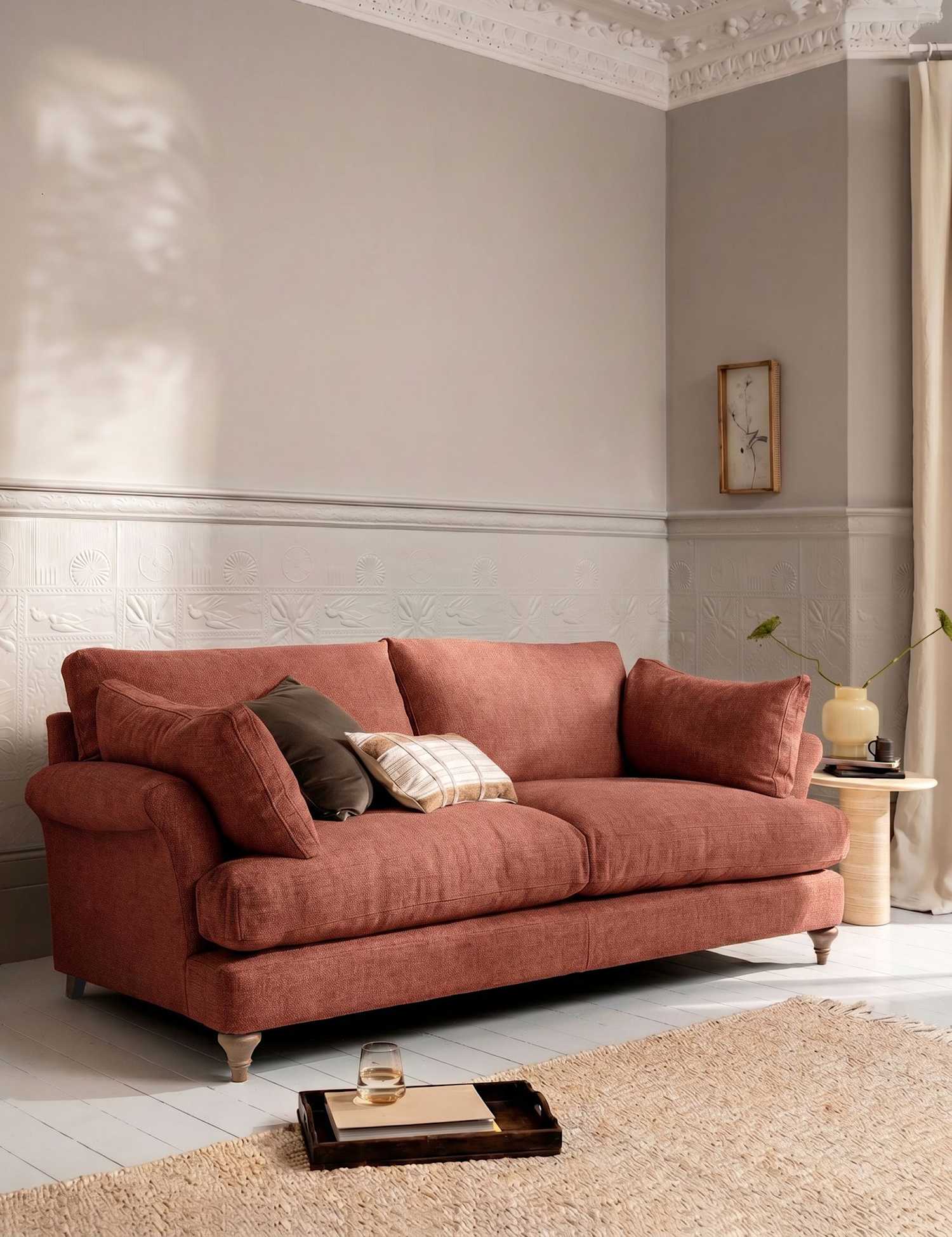 BARKER AND STONEHOUSE Isla Fabric Extra Large 3 Seater Sofa Dark Red