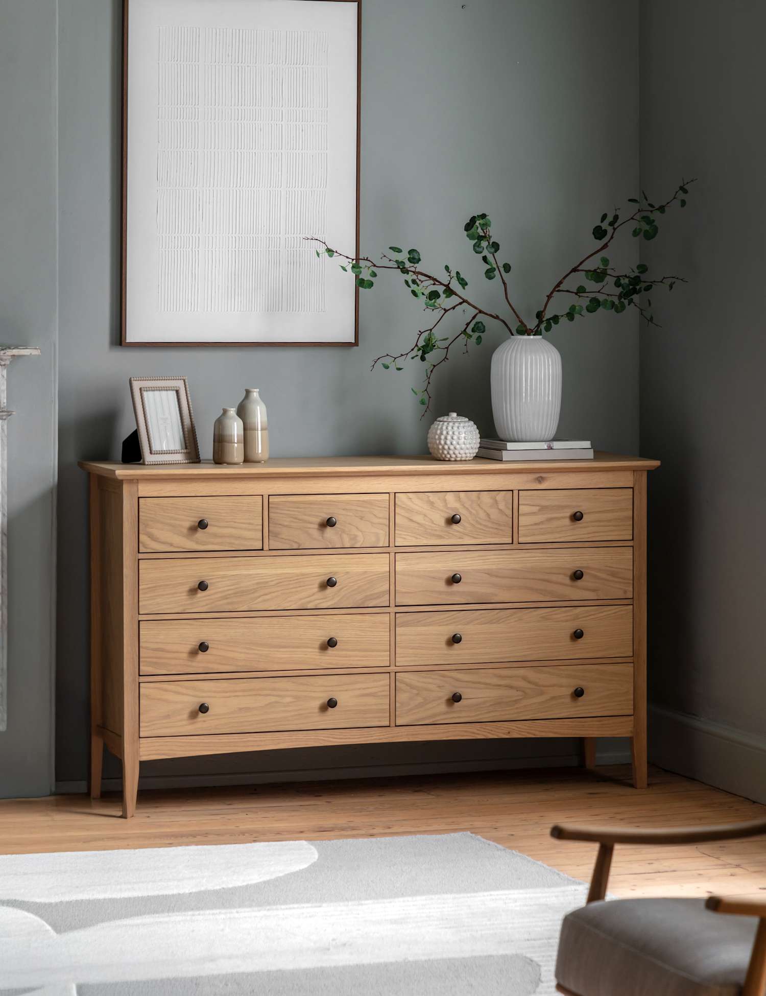 Gallery Direct Rye 10 Drawer Chest Natural