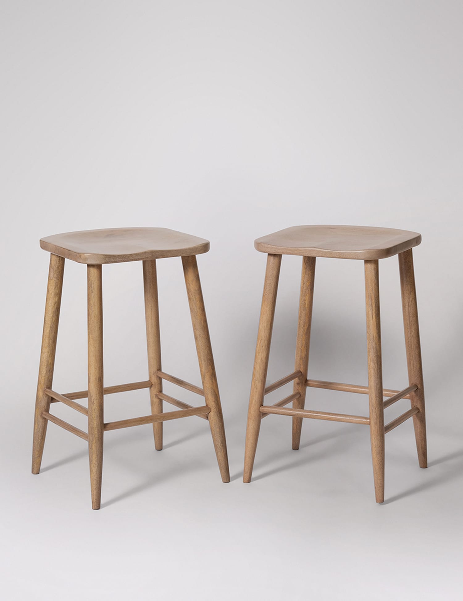 Swoon Set of 2 Southwark Mango Wood Barstools Light Brown