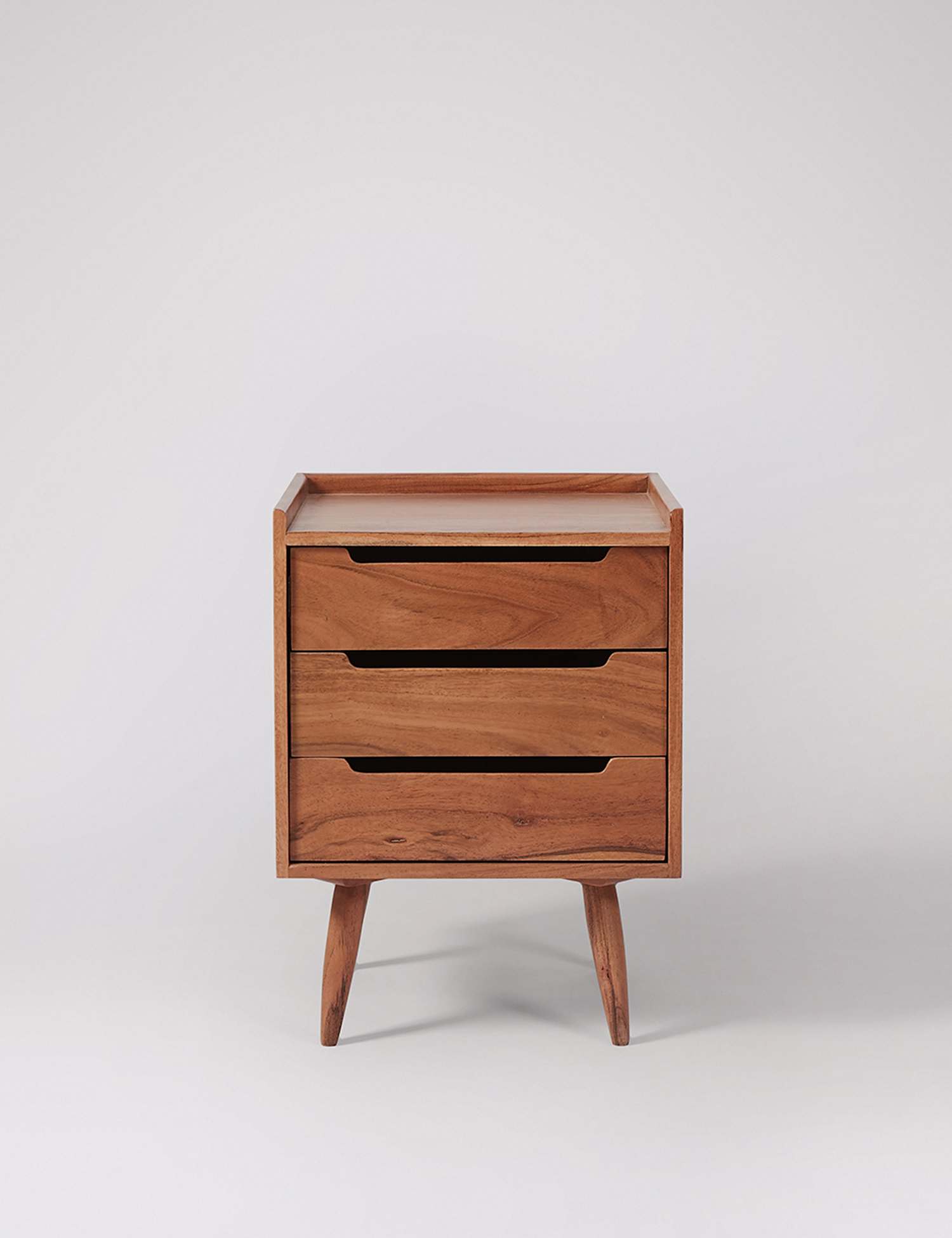 Swoon Southwark Acacia Wood 3 Drawer Bedside Table Brown