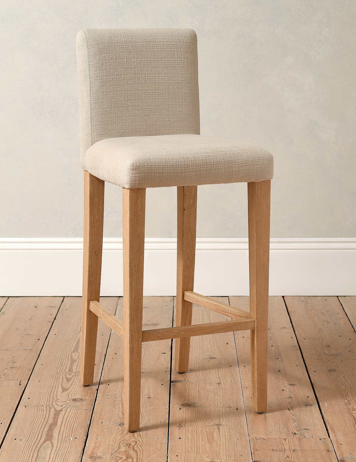 Cotswold Company Alder Upholstered Fabric Bar Stool Beige Mix