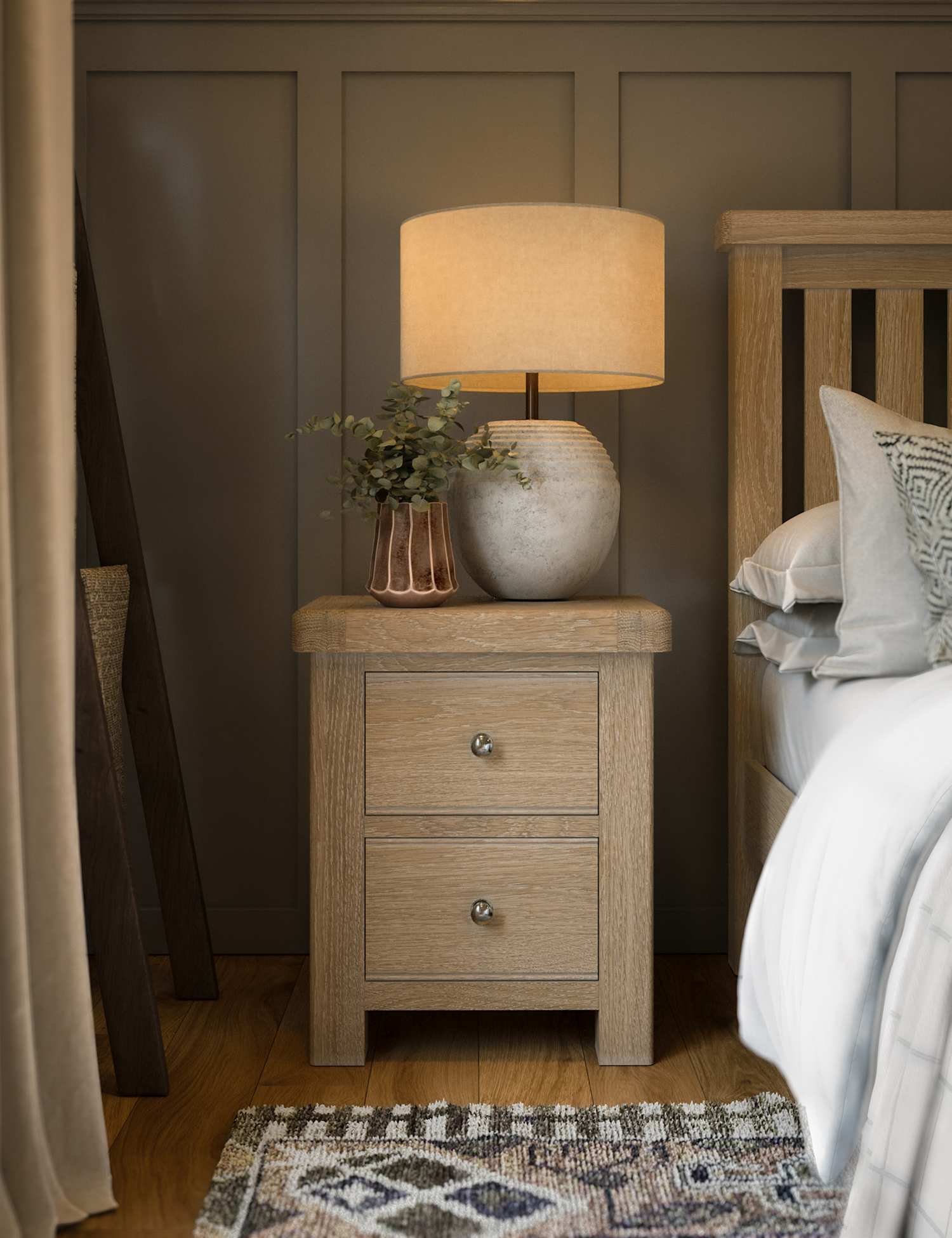 Corndell Normandy Oak Bedside Table Neutral