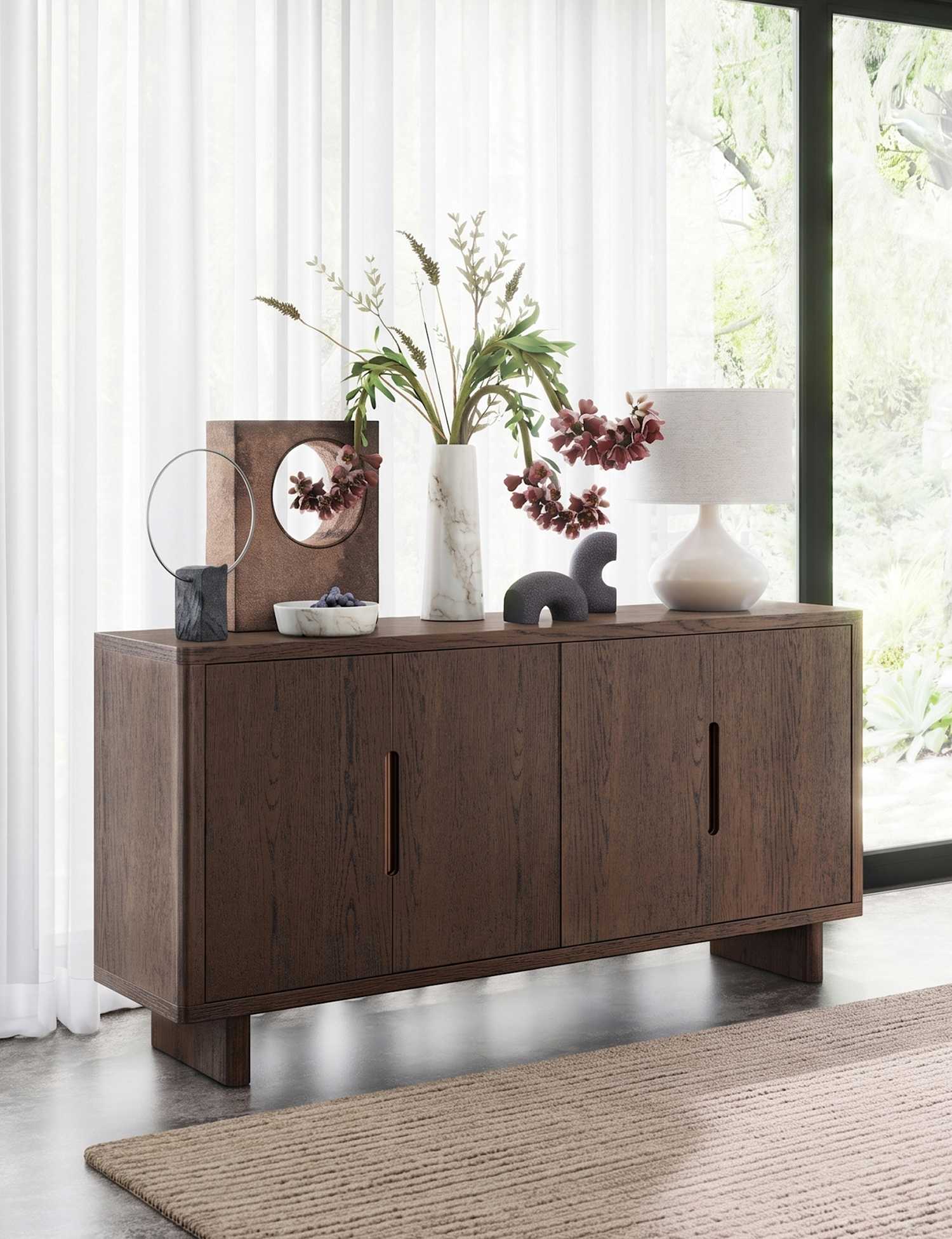 Corndell California Oak Walnut Finish Large Sideboard Brown