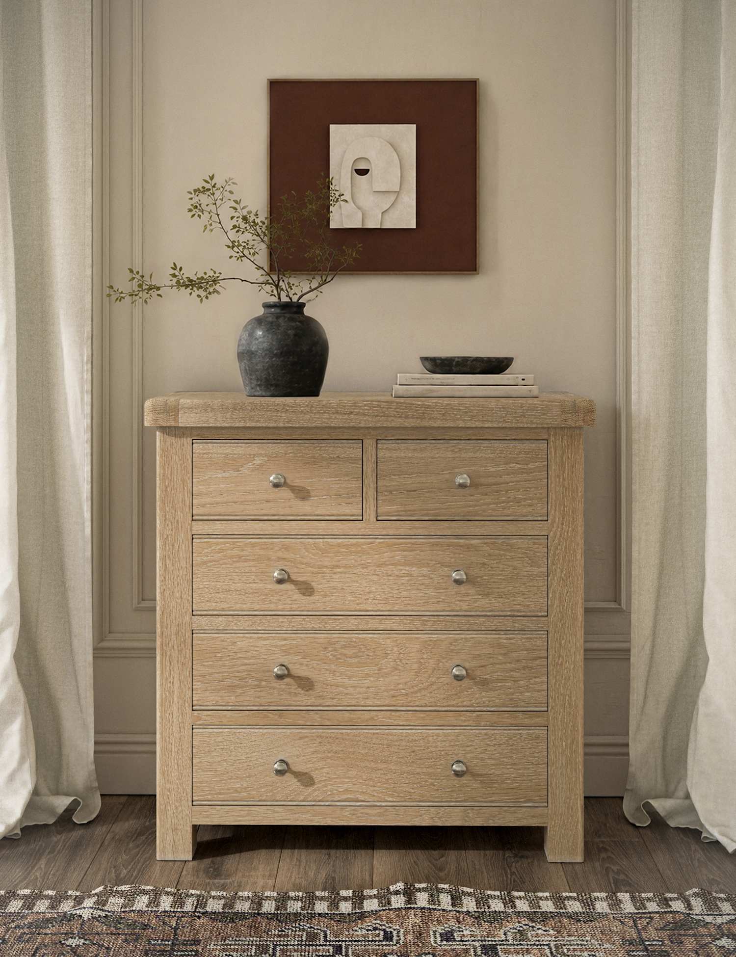 Corndell Normandy Oak 5 Drawer Chest Neutral