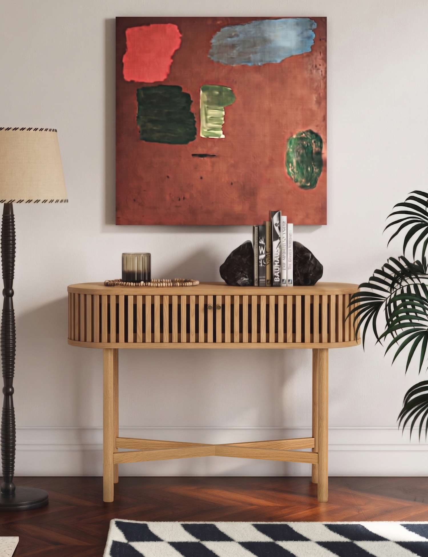 Corndell Soho Oval Storage Console Table Natural