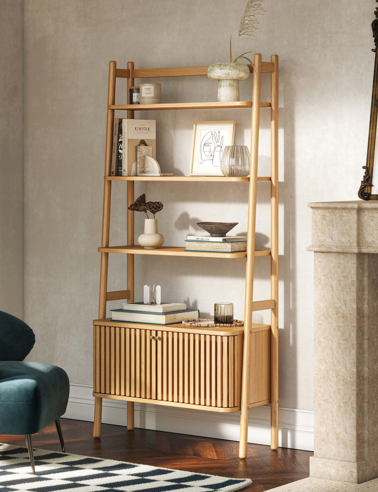 Corndell Soho Large Oak Veneer Bookcase Natural