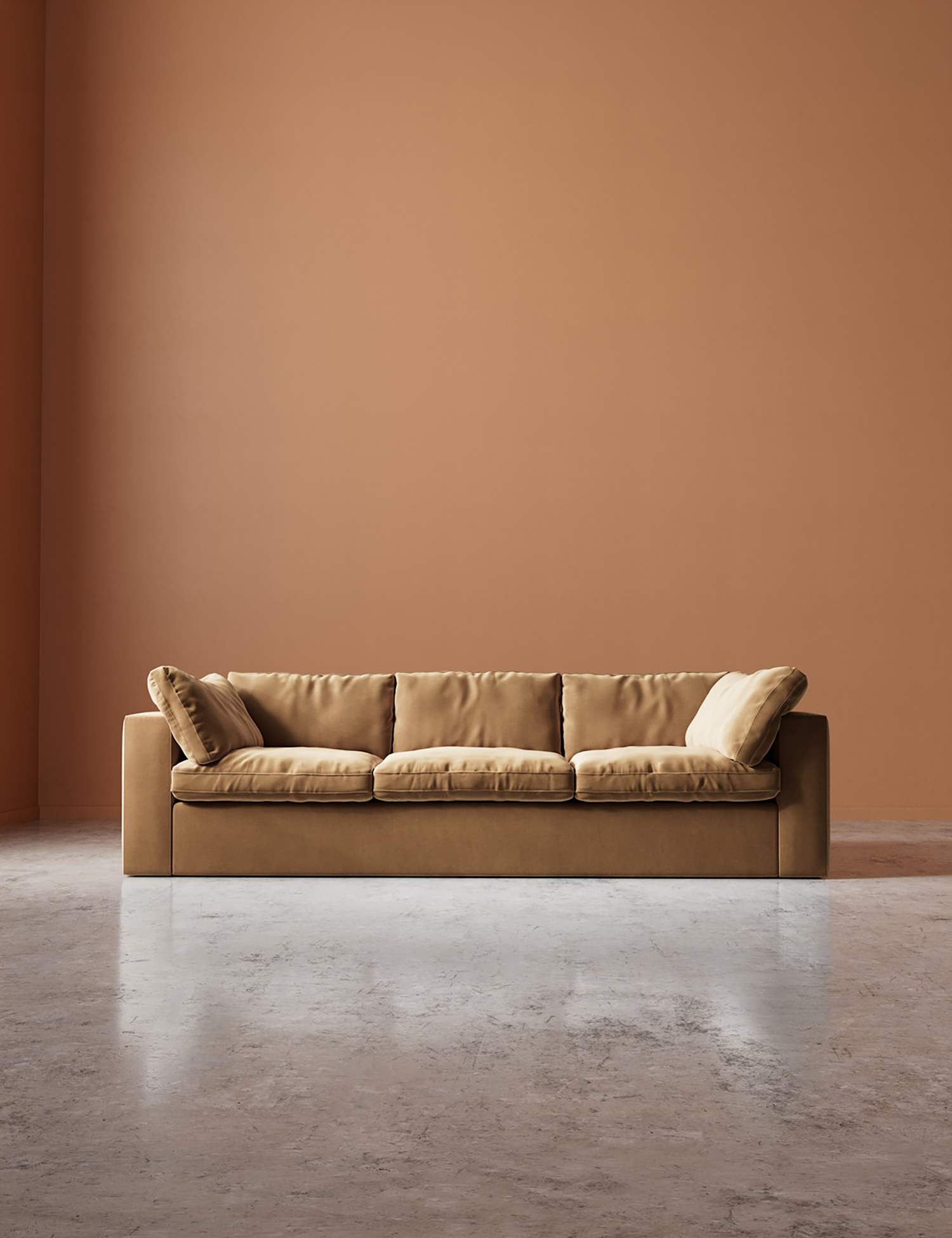 Swoon Seattle Easy Velvet 3 Seater Sofa Tan