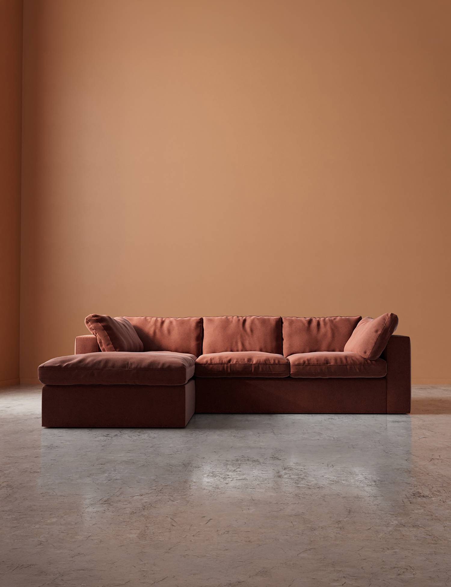 Swoon Seattle Easy Velvet Left Corner Sofa Brown