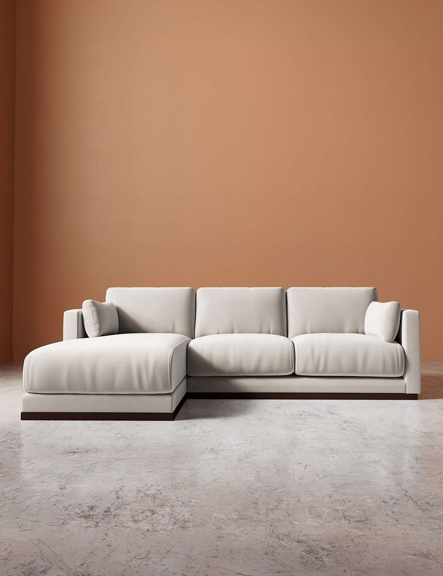 Swoon Alesund Crushed Velvet Left Corner Sofa Cream