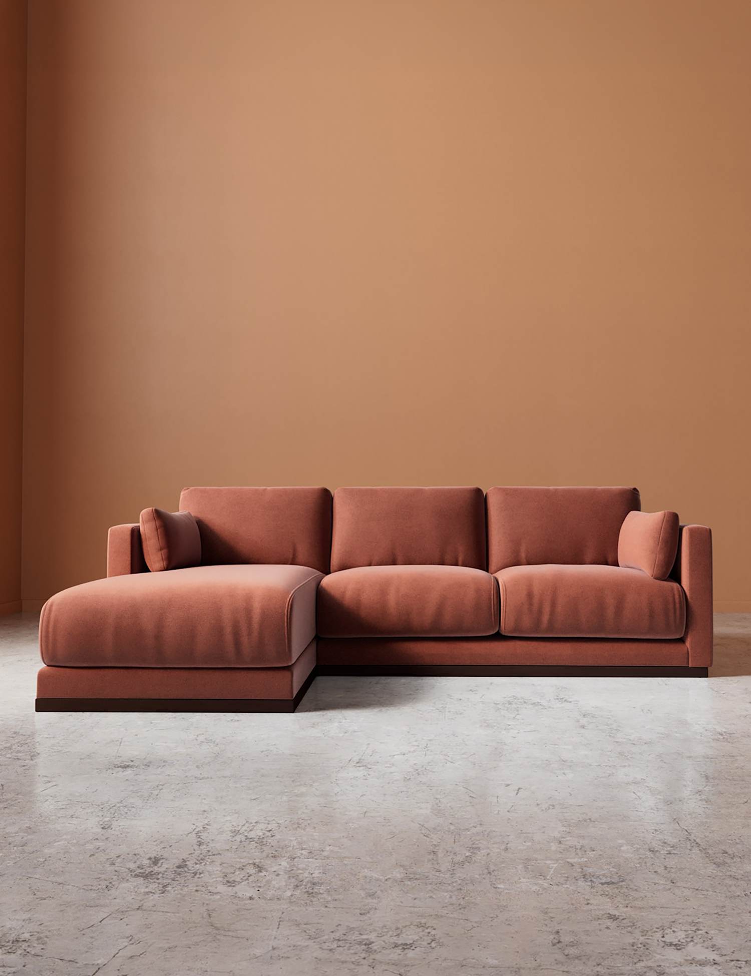 Swoon Alesund Easy Velvet Left Corner Sofa Brown
