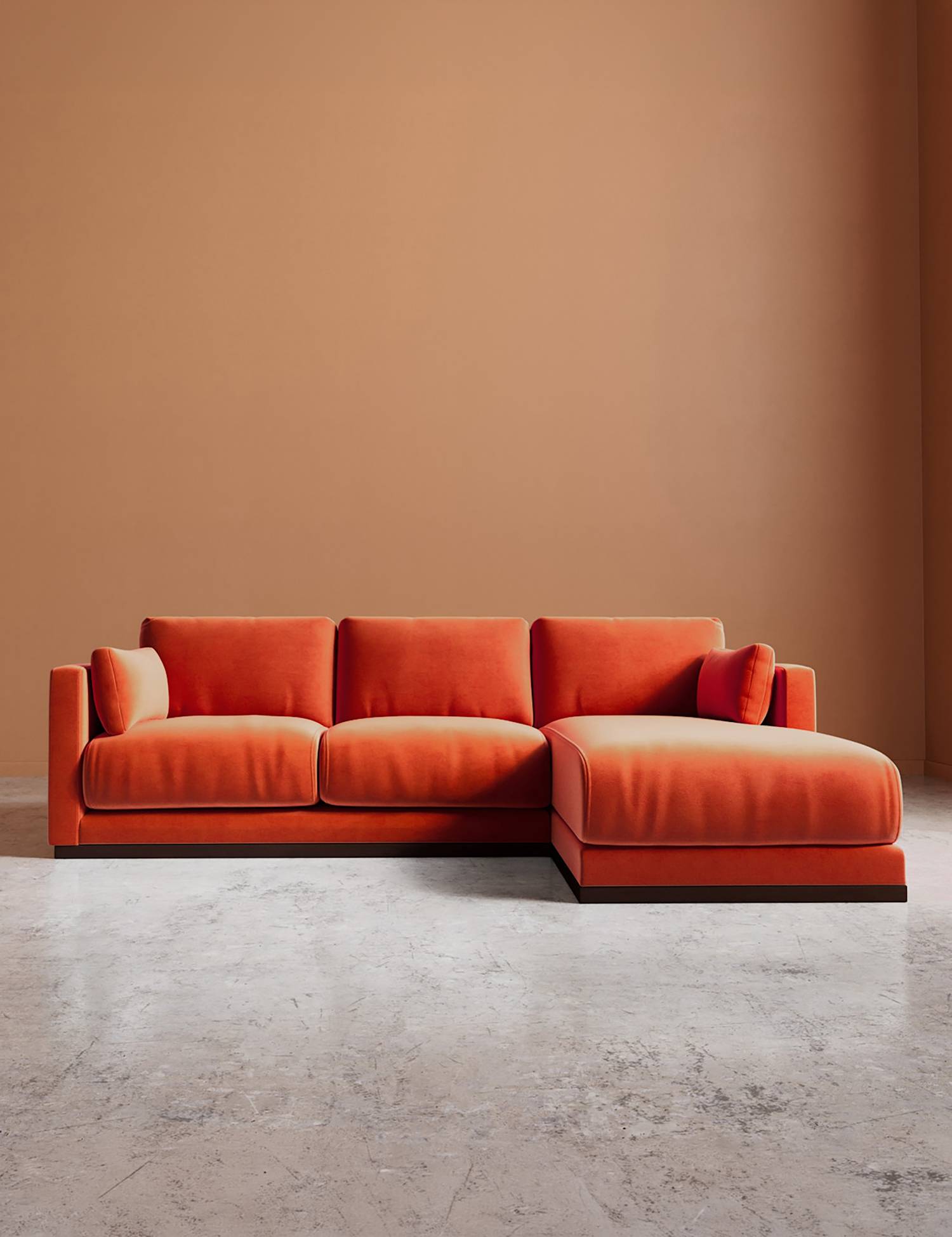 Swoon Alesund Easy Velvet Right Corner Sofa Orange