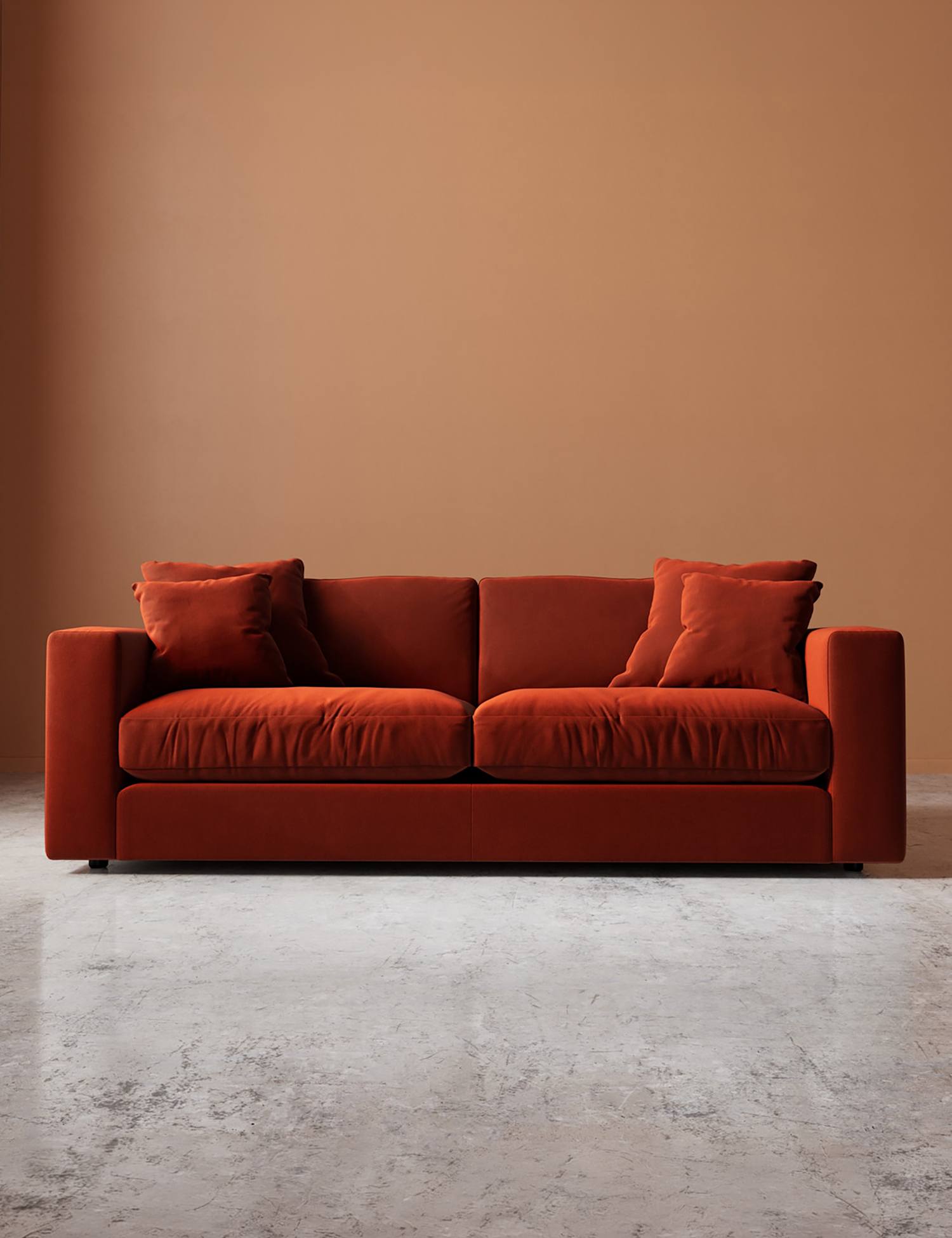 Swoon Althaea Crushed Velvet 3 Seater Sofa Dark Orange