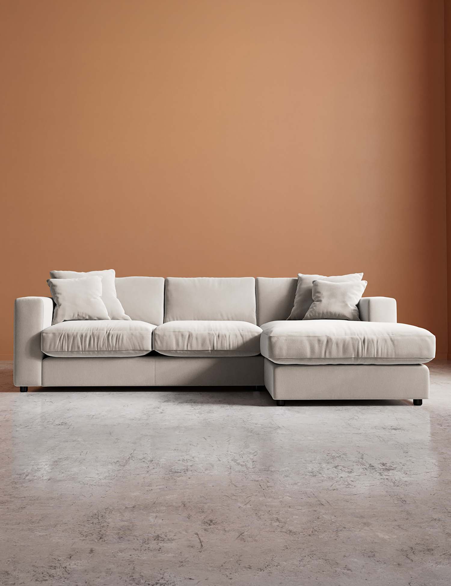 Swoon Althaea Crushed Velvet Right Corner Sofa Cream