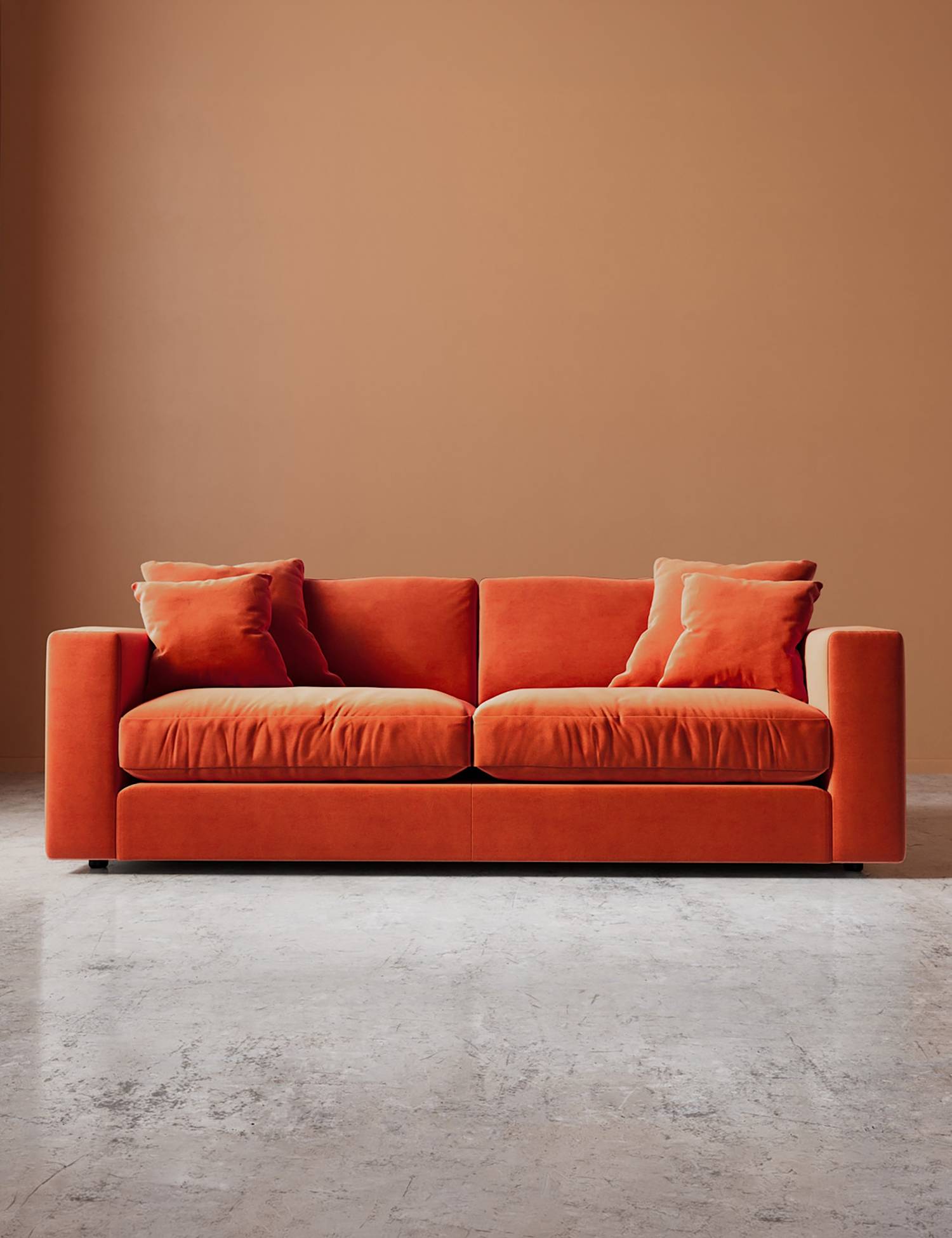 Swoon Althaea Easy Velvet 3 Seater Sofa Orange