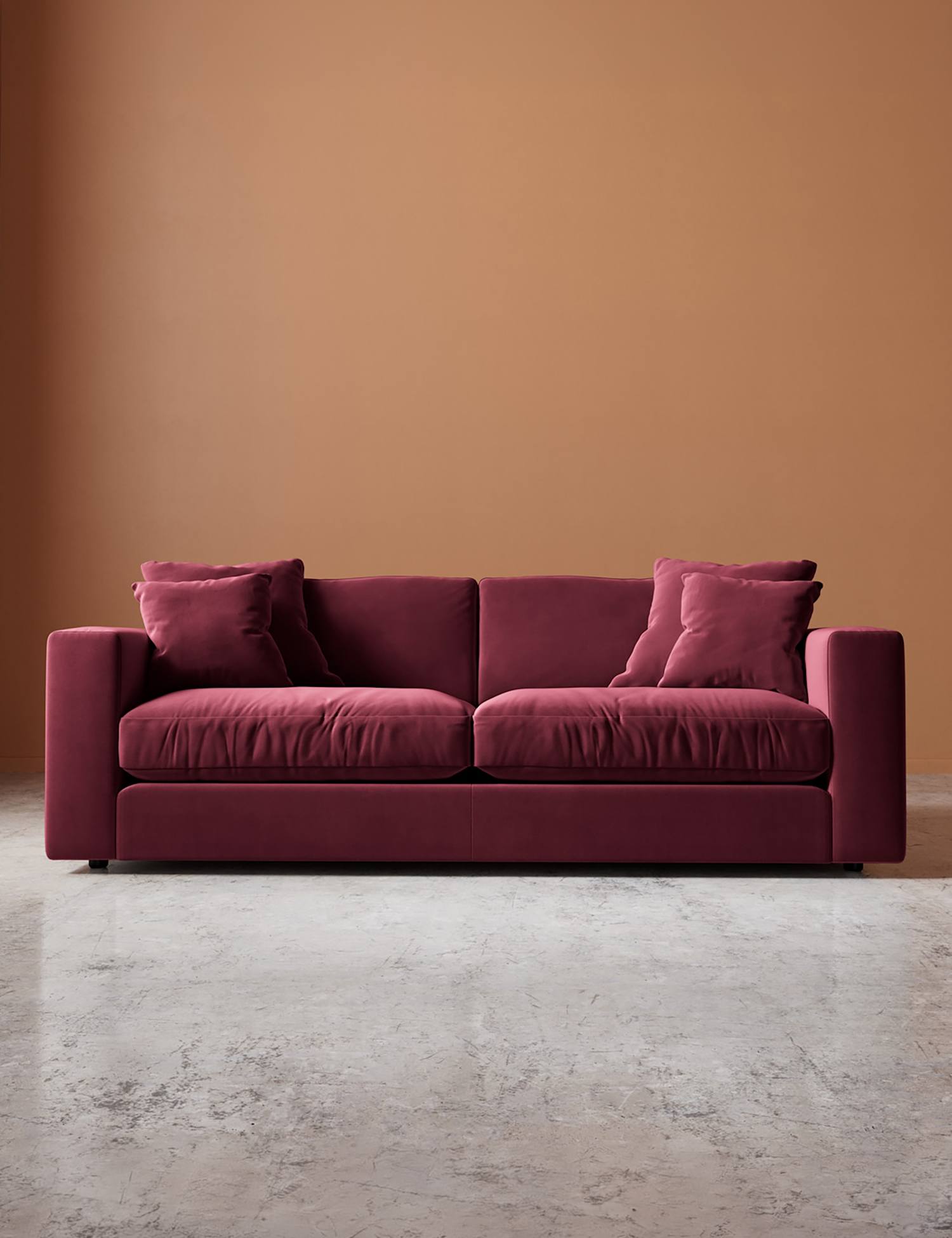 Swoon Althaea Easy Velvet 3 Seater Sofa Burgundy