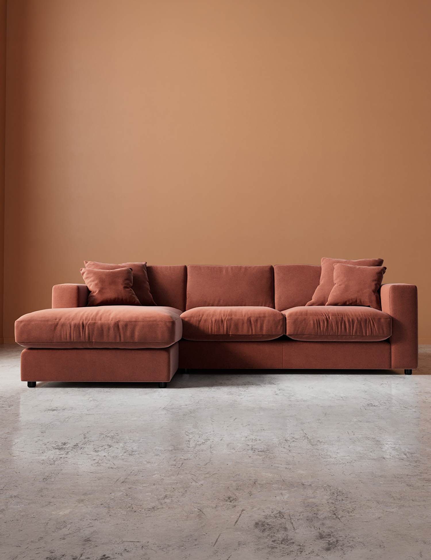 Swoon Althaea Easy Velvet Left Corner Sofa Brown