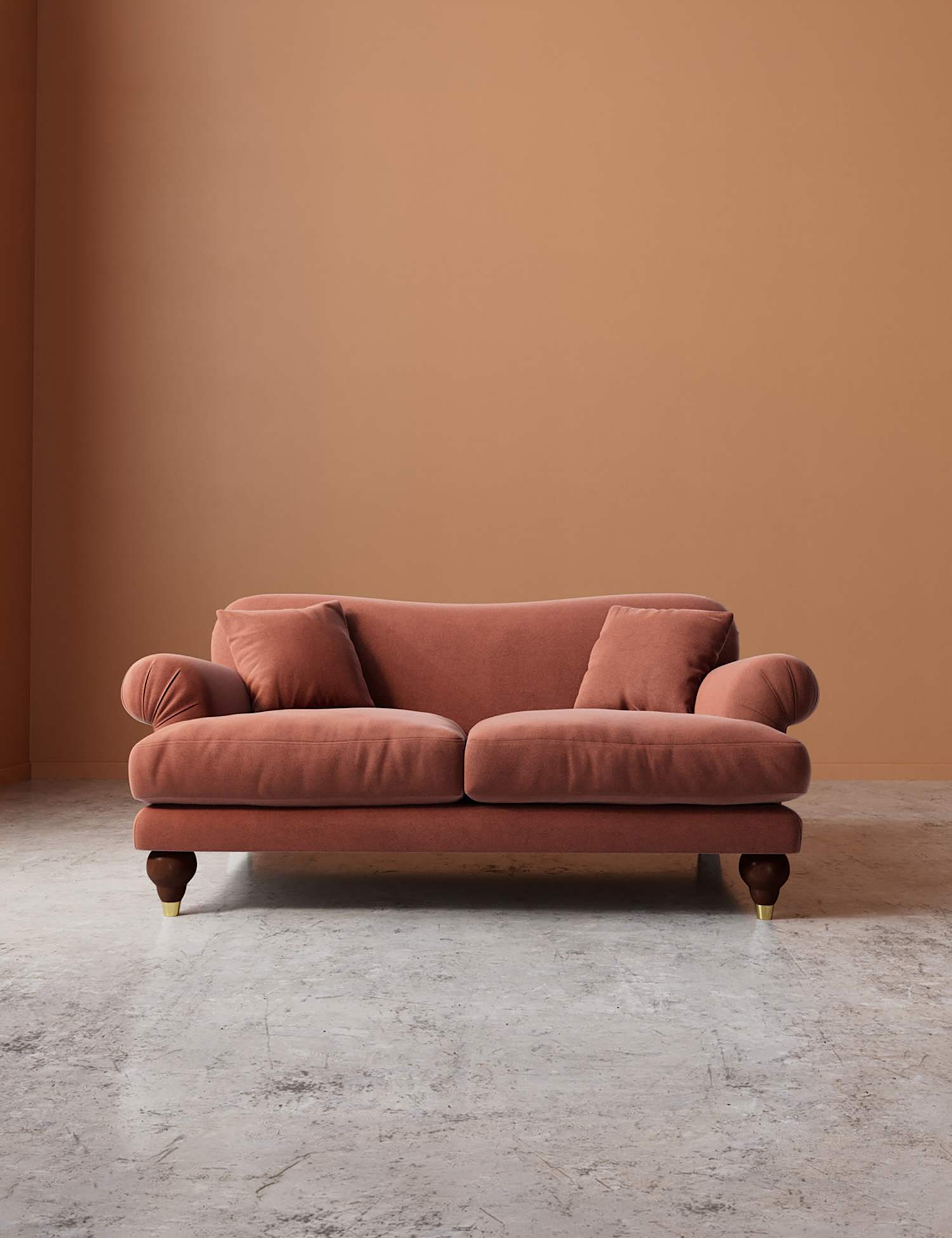 Swoon Willows Easy Velvet 2 Seater Sofa Brown