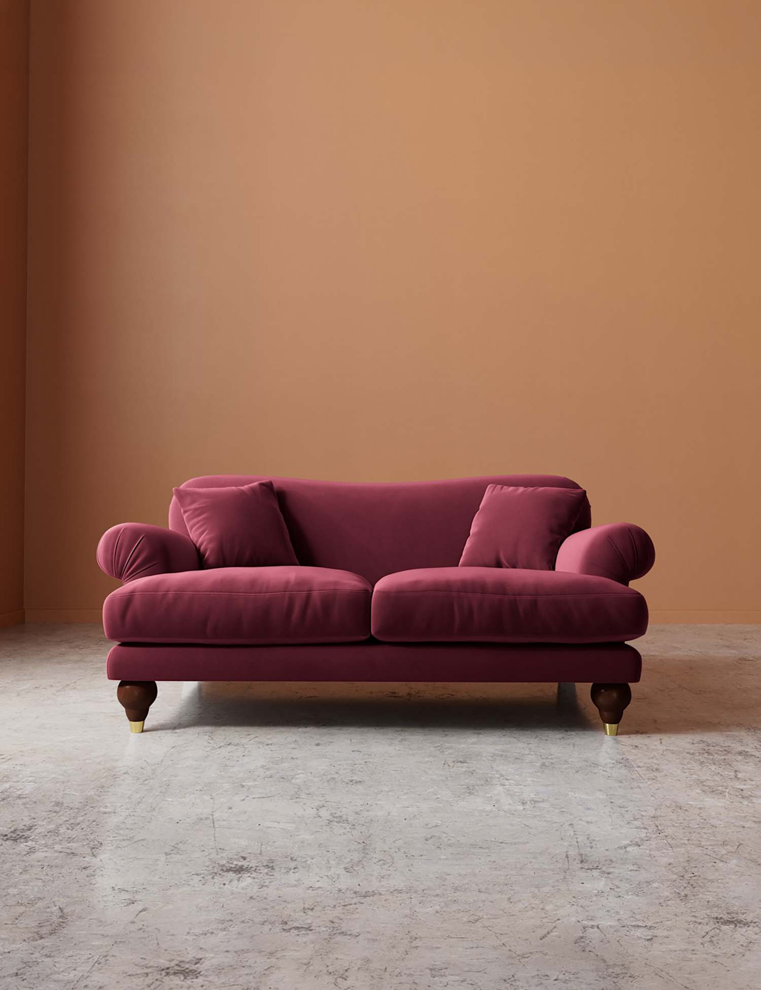 Swoon Willows Easy Velvet 2 Seater Sofa Burgundy