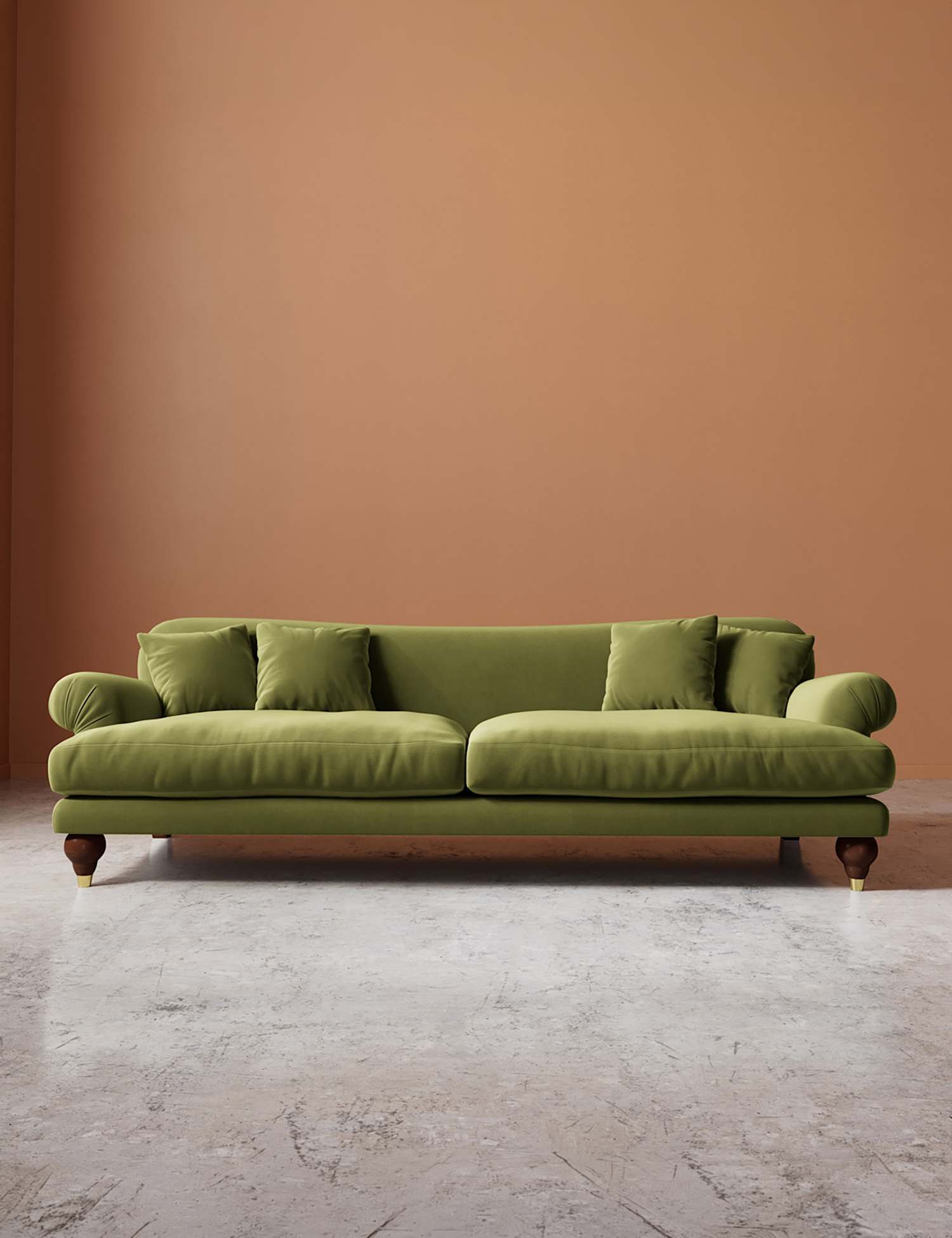 Swoon Willows Easy Velvet 3 Seater Sofa Green