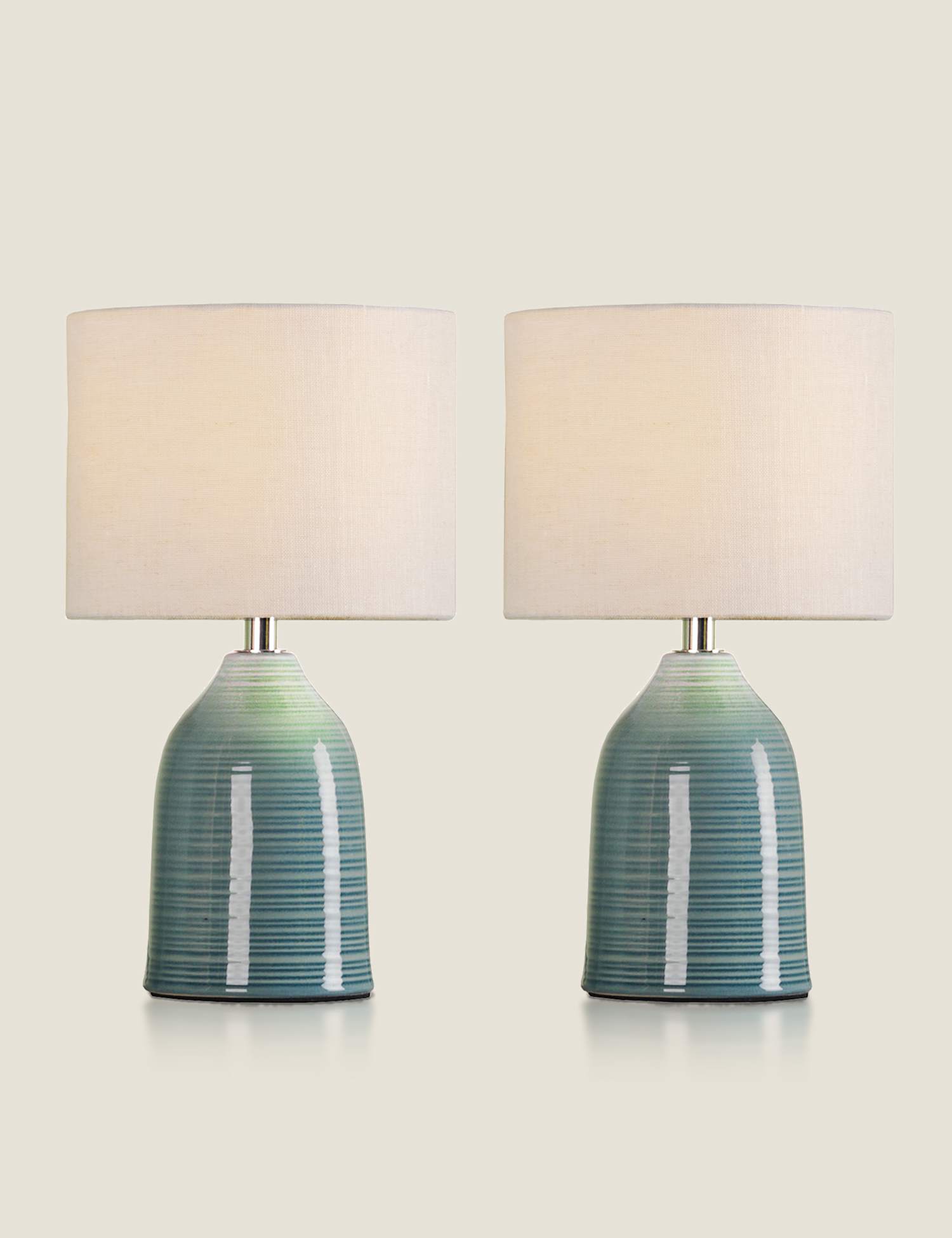 Laura Ashley Set of 2 Penny Ceramic Table Lamps Blue