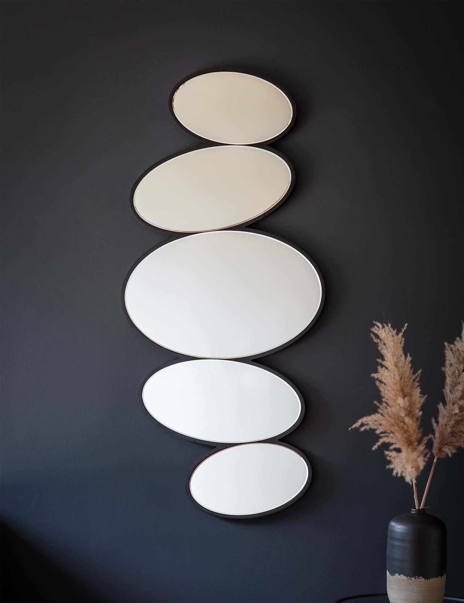 Gallery Direct Anderson Pebble Stack Extra Large Wall Mirror Black