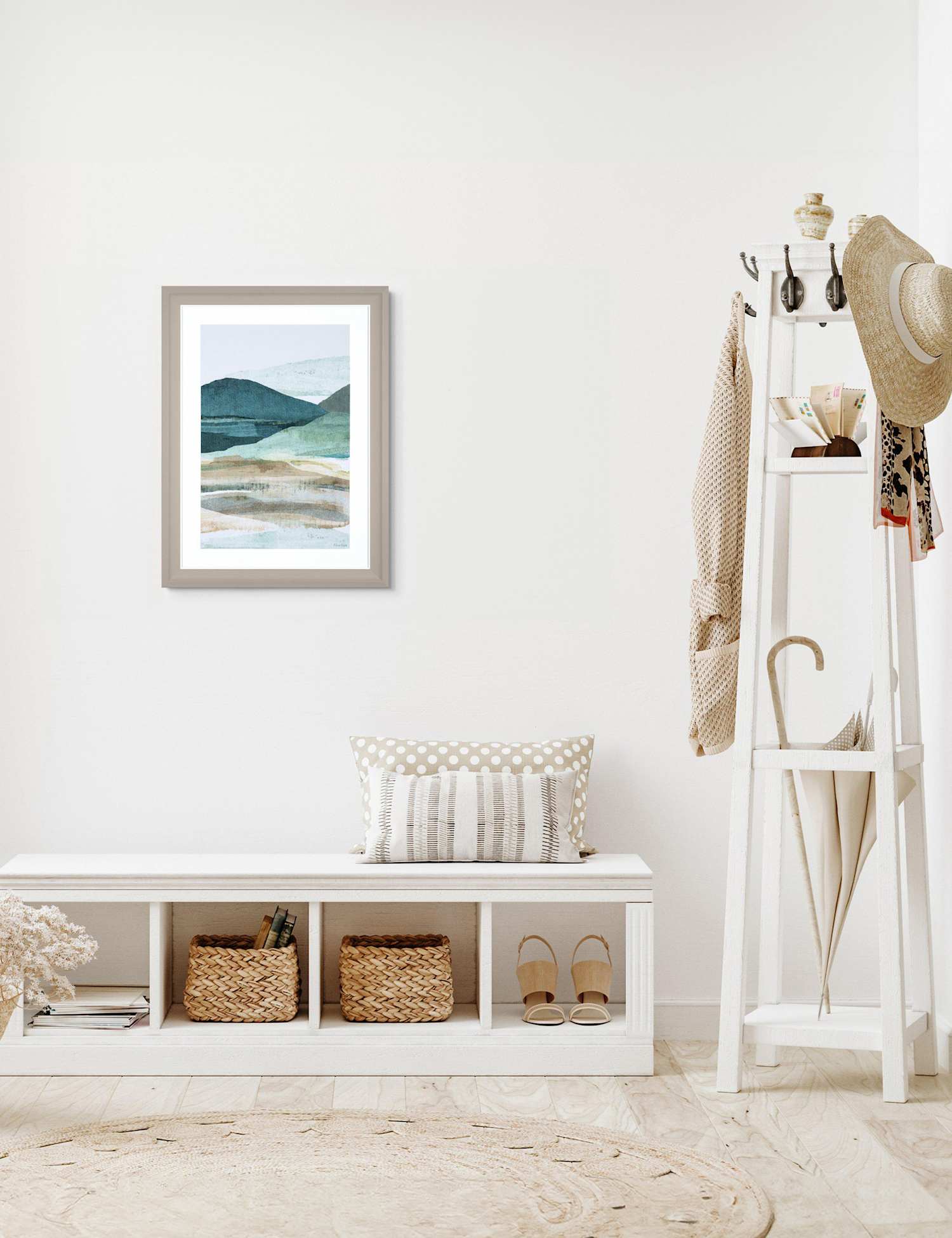 Gallery Direct Valley View Landscape Rectangle Framed Art Blue