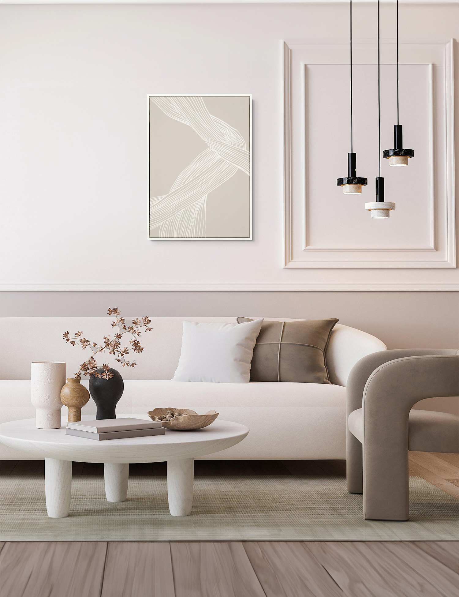 Gallery Direct Entangled Abstract Rectangle Framed Art White
