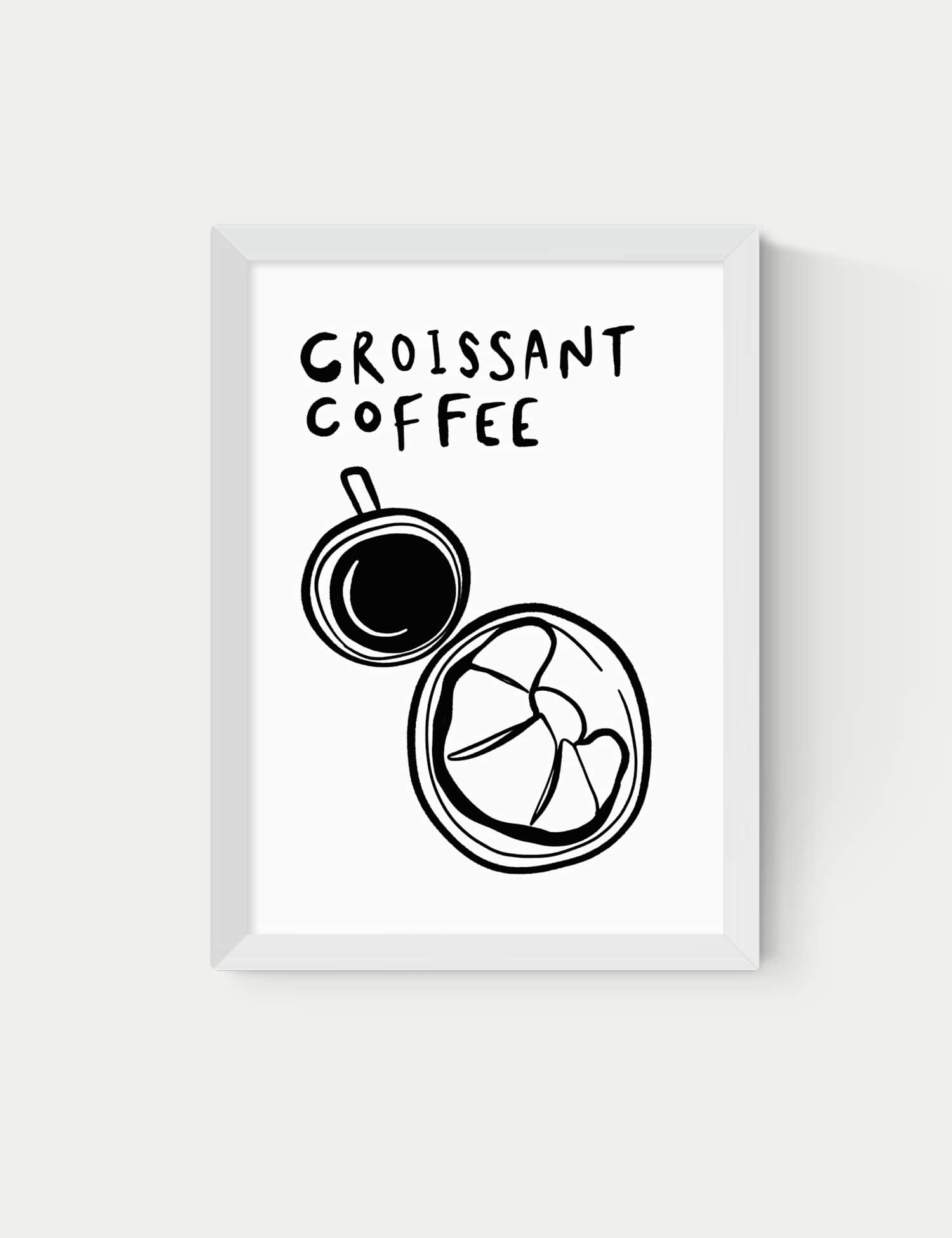 East End Prints Croissant Coffee Framed Art White