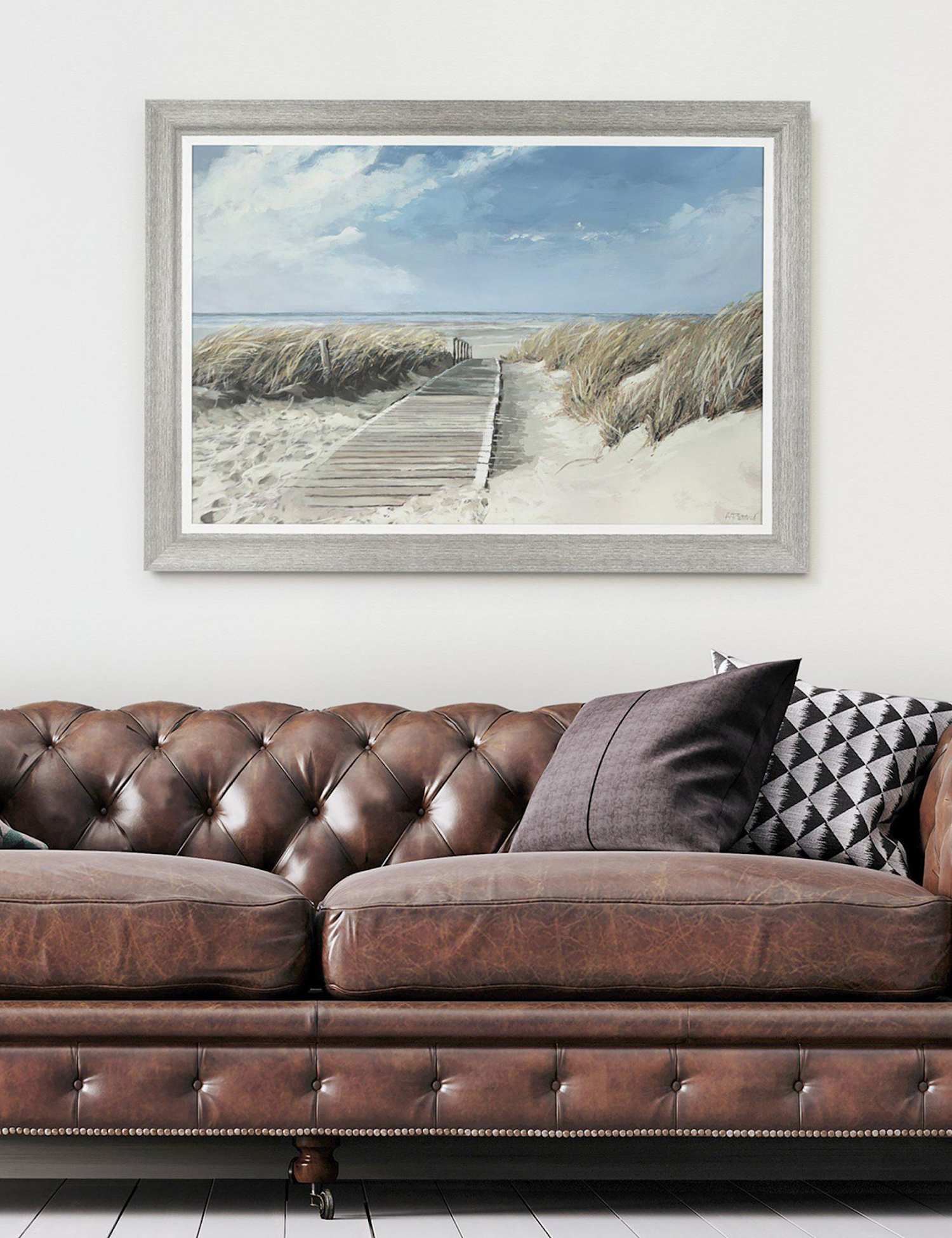 Gallery Direct View to the Sea Rectangle Framed Canvas Blue