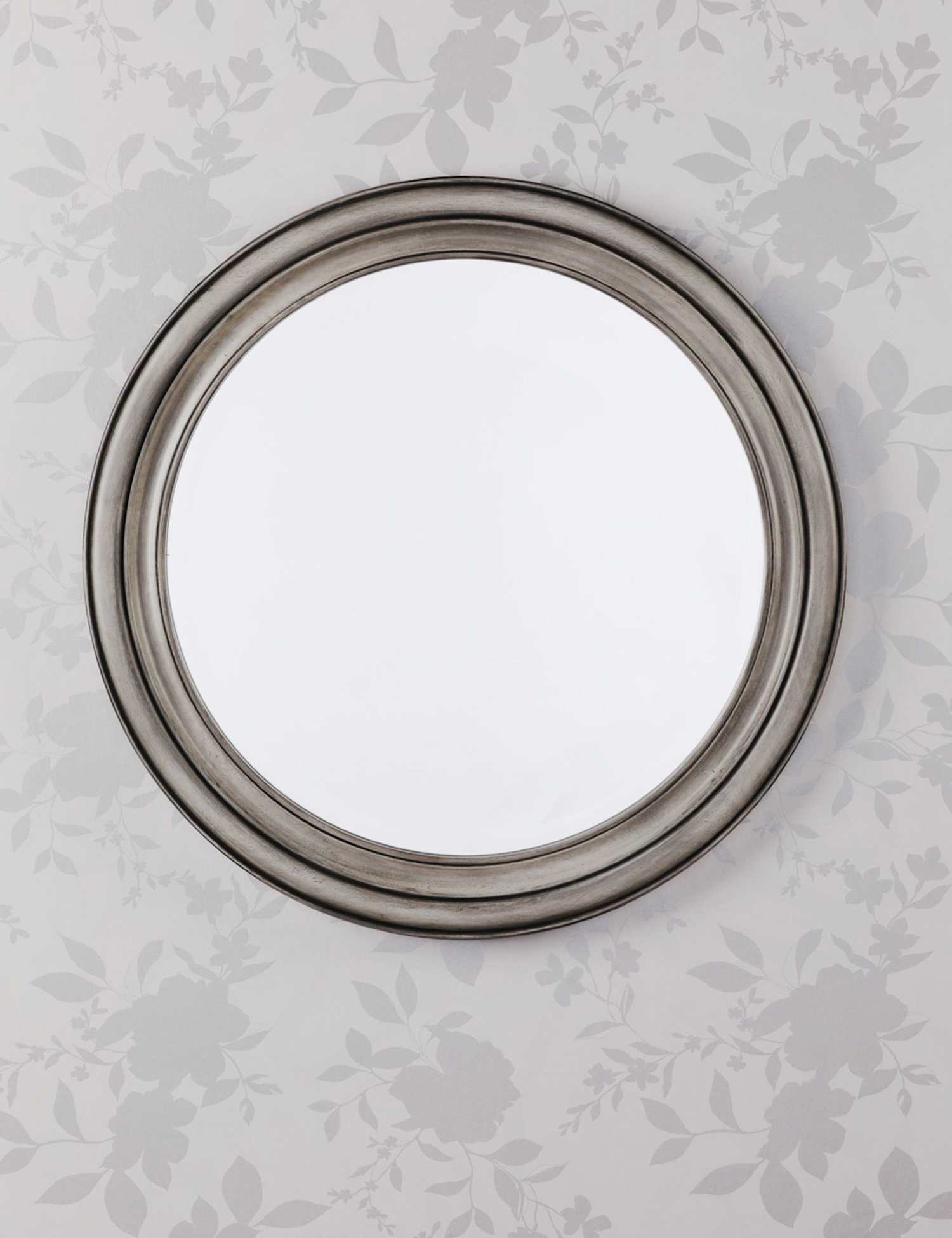 Laura Ashley Tate Wooden Round Wall Mirror Grey