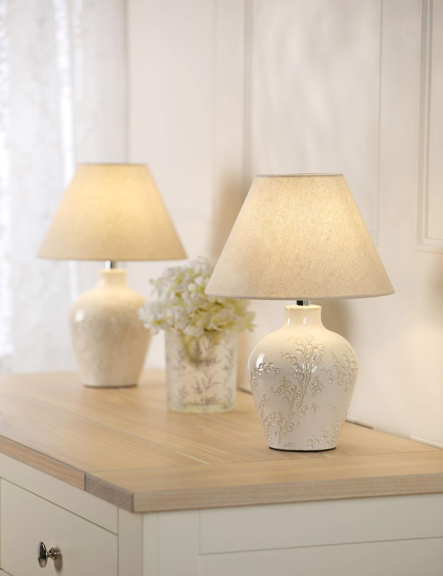 Laura Ashley Set of 2 Pussywillow Table Lamps Silver