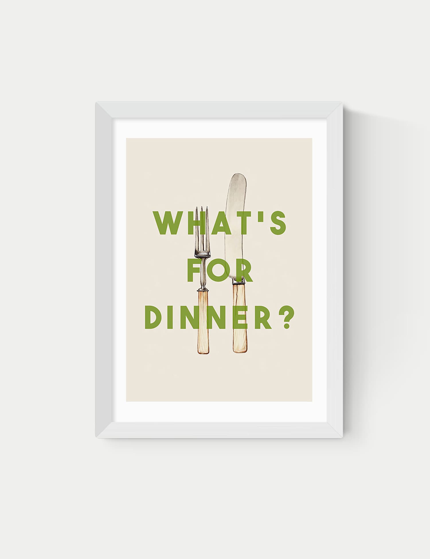East End Prints What's For Dinner Framed Art White