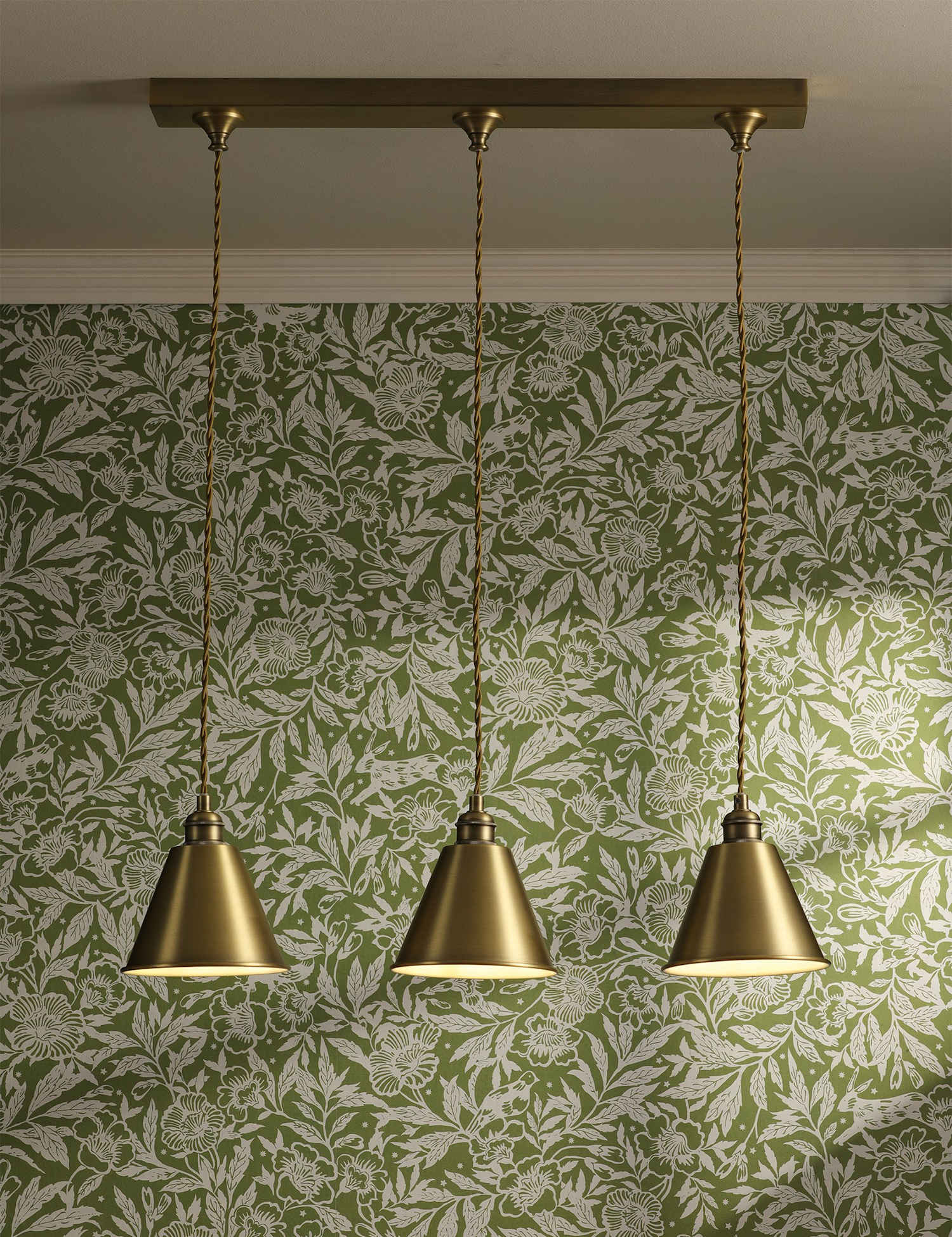Joules Home Lighting Wollaton Metal 3 Light Bar Pendant Light Antique Brass