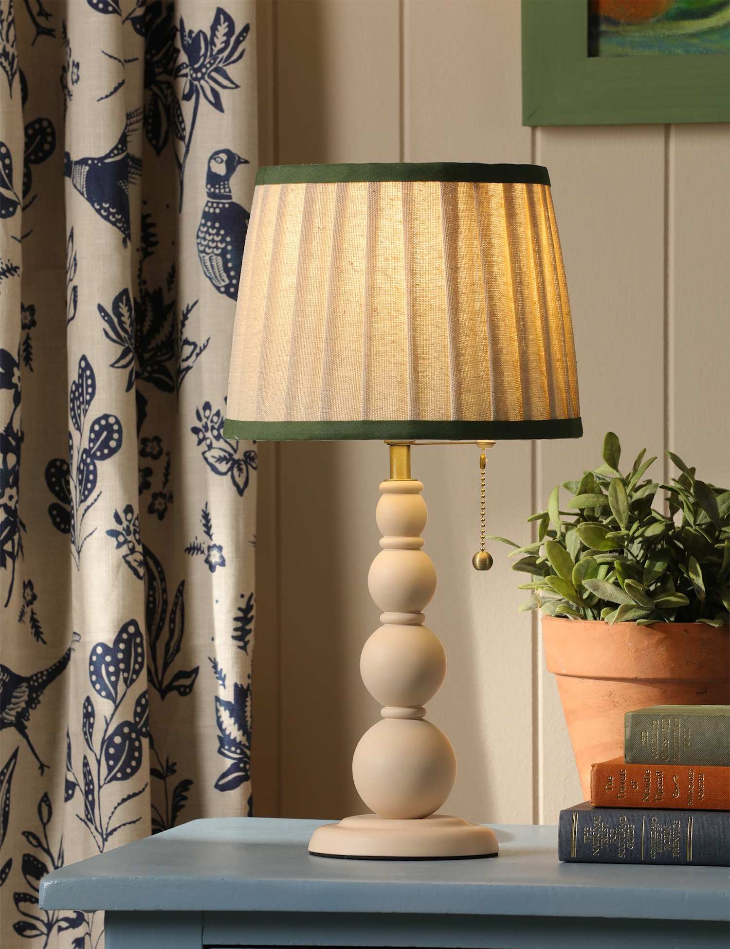Joules Home Lighting Harewood Wooden Bobbin Table Lamp Beige Mix
