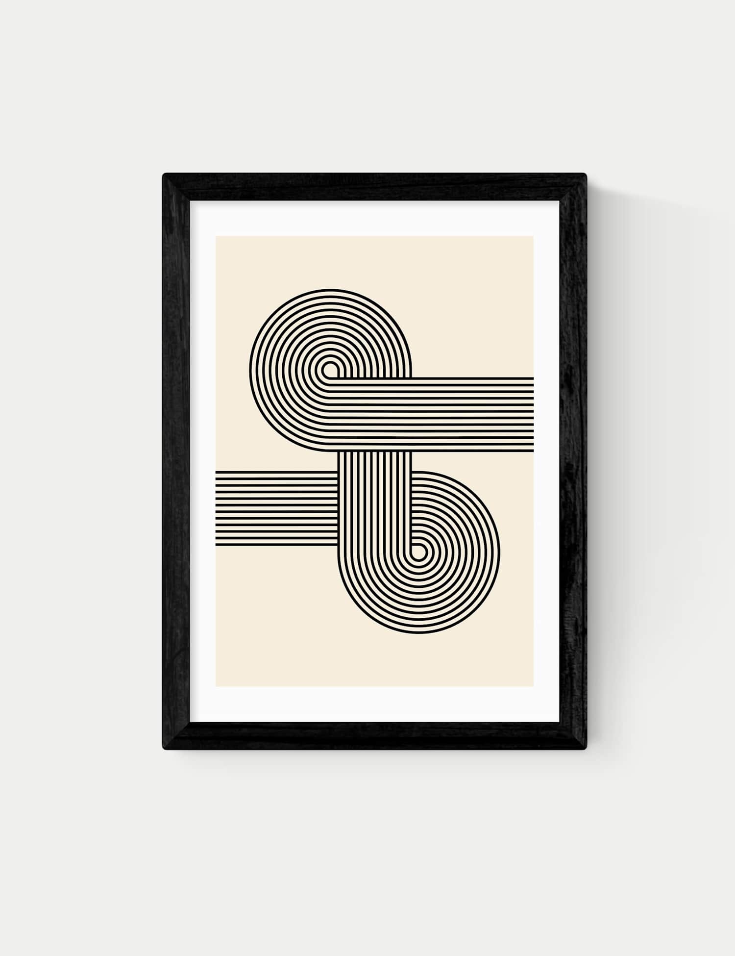 East End Prints Retro Waves Abstract Framed Art Black