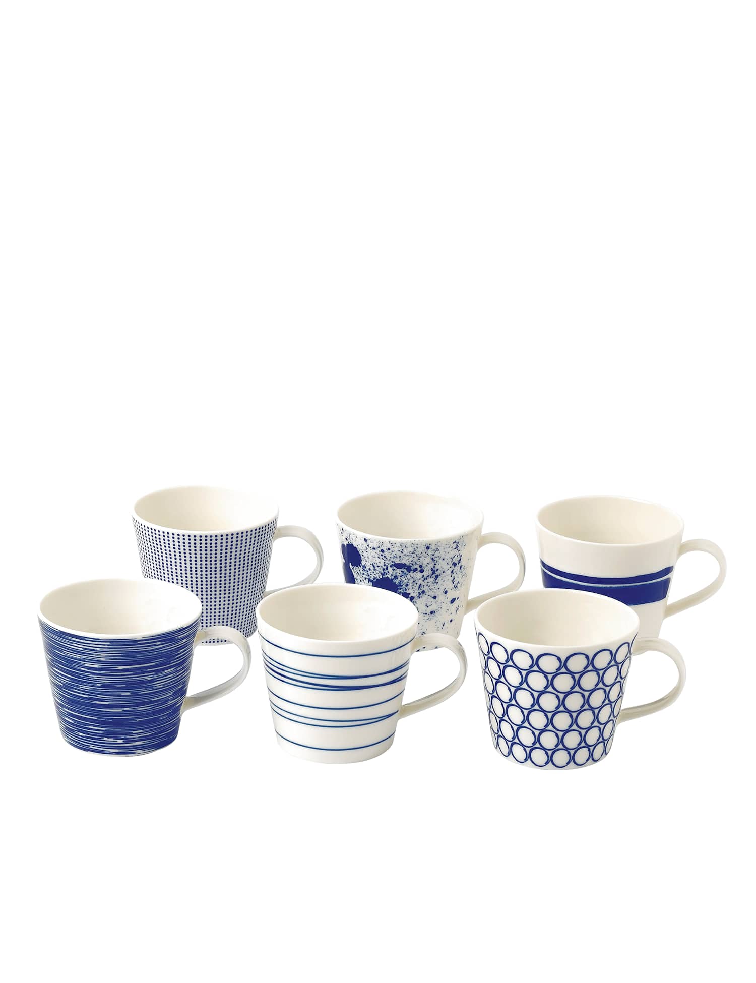 Royal Doulton Set of 6 1815 Pacific Mugs Blue Mix