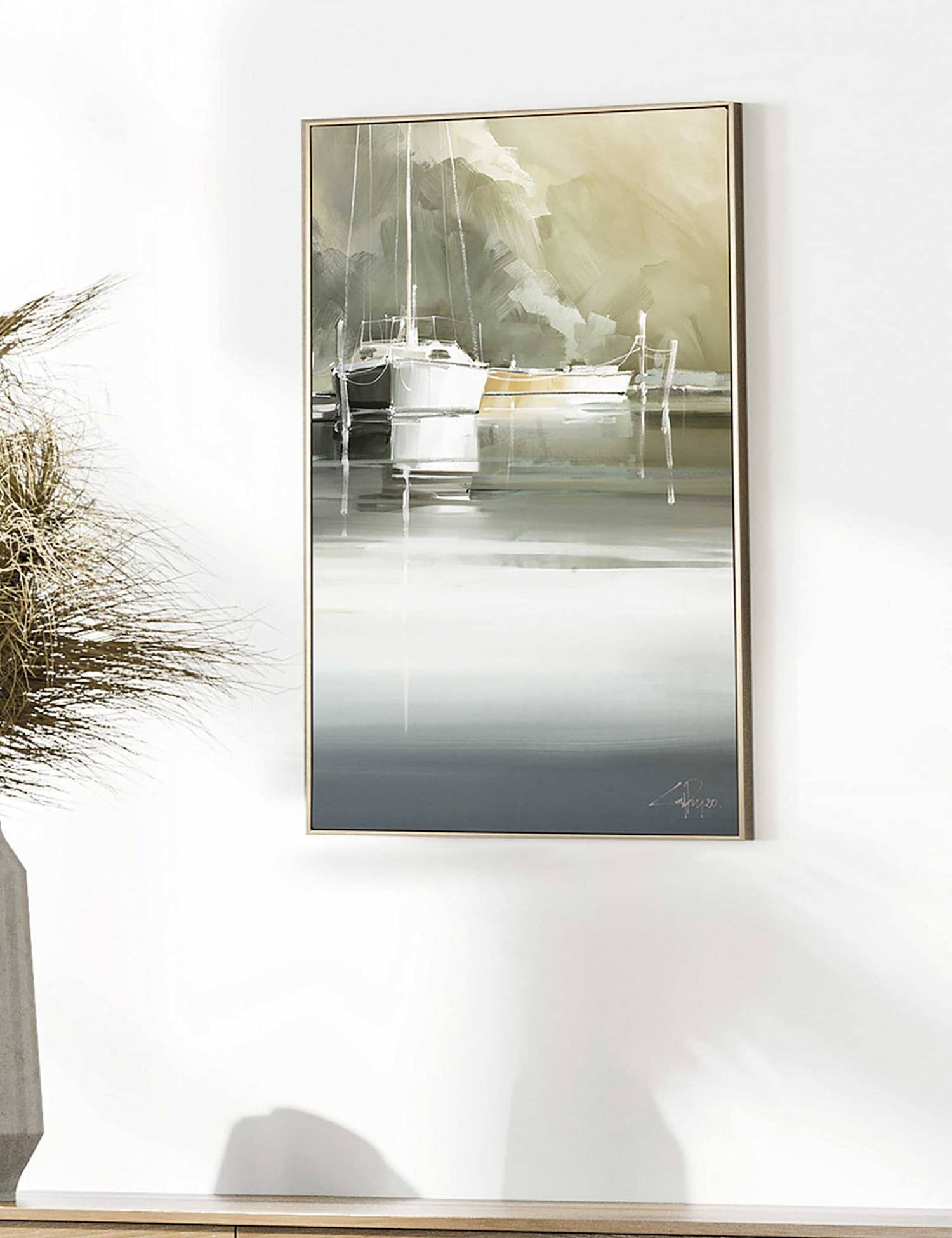 Gallery Direct Marina Days Framed Canvas Sage
