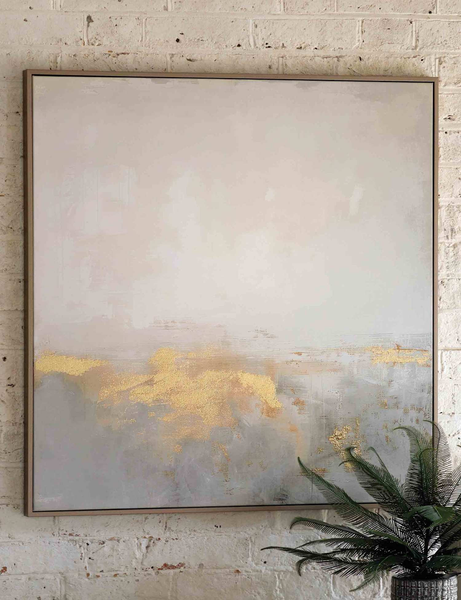 Gallery Direct Ethereal Abstract Square Framed Canvas Champagne