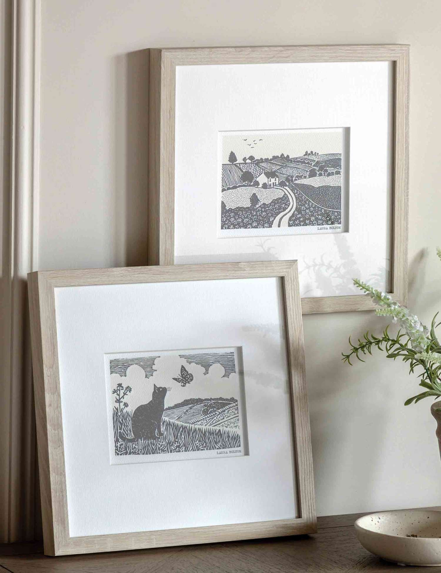 Gallery Direct Set of 2 Rural Studies II Framed Wall Art Black Mix