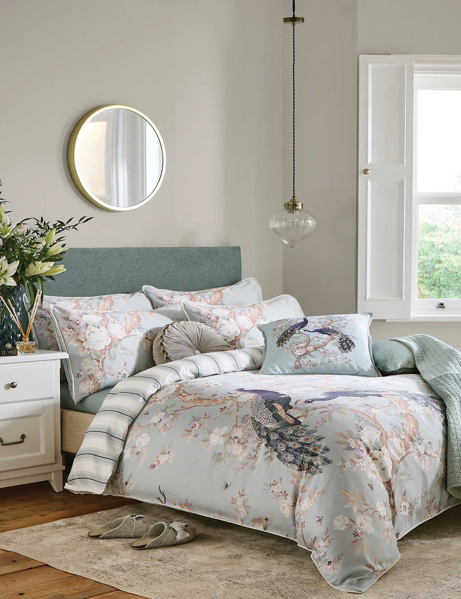 Laura Ashley Pure Cotton Sateen Belvedere Bedding Set Duck Egg
